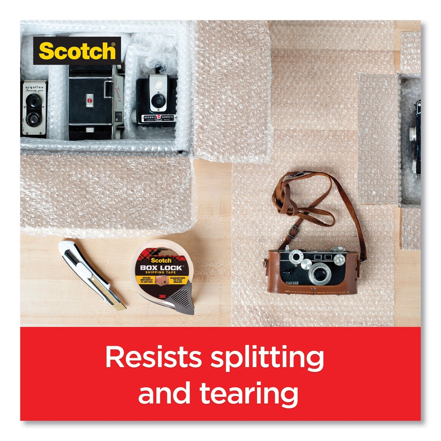 Scotch® Box Lock Shipping Packaging Tape, 3" Core, 1.88" X 54.6 Yds, Clear, 6/pack
