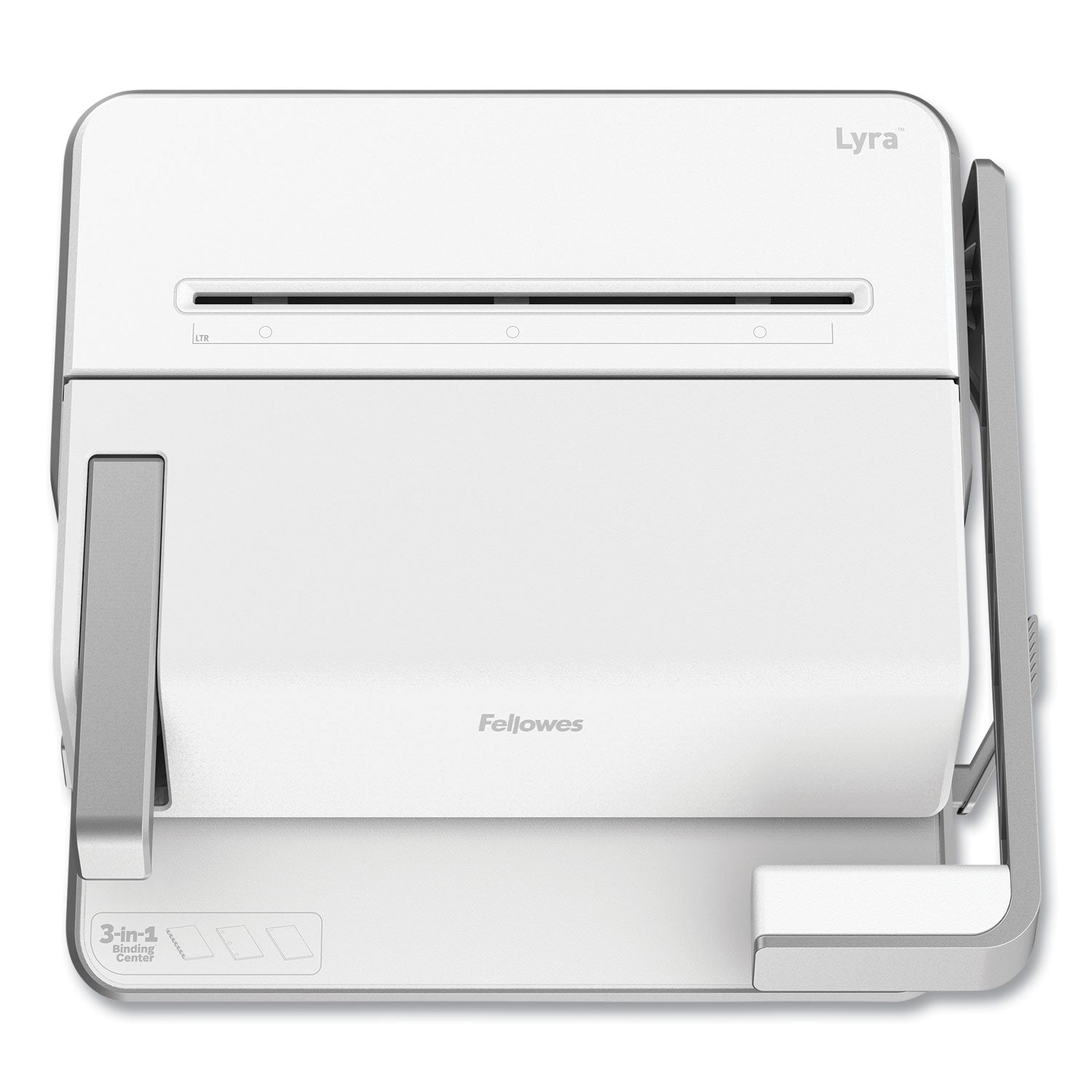 Fellowes® Lyra 3-In-1 Binding Center, 300 Sheets, 16.63 X 15.62 X 6.03, White/gray