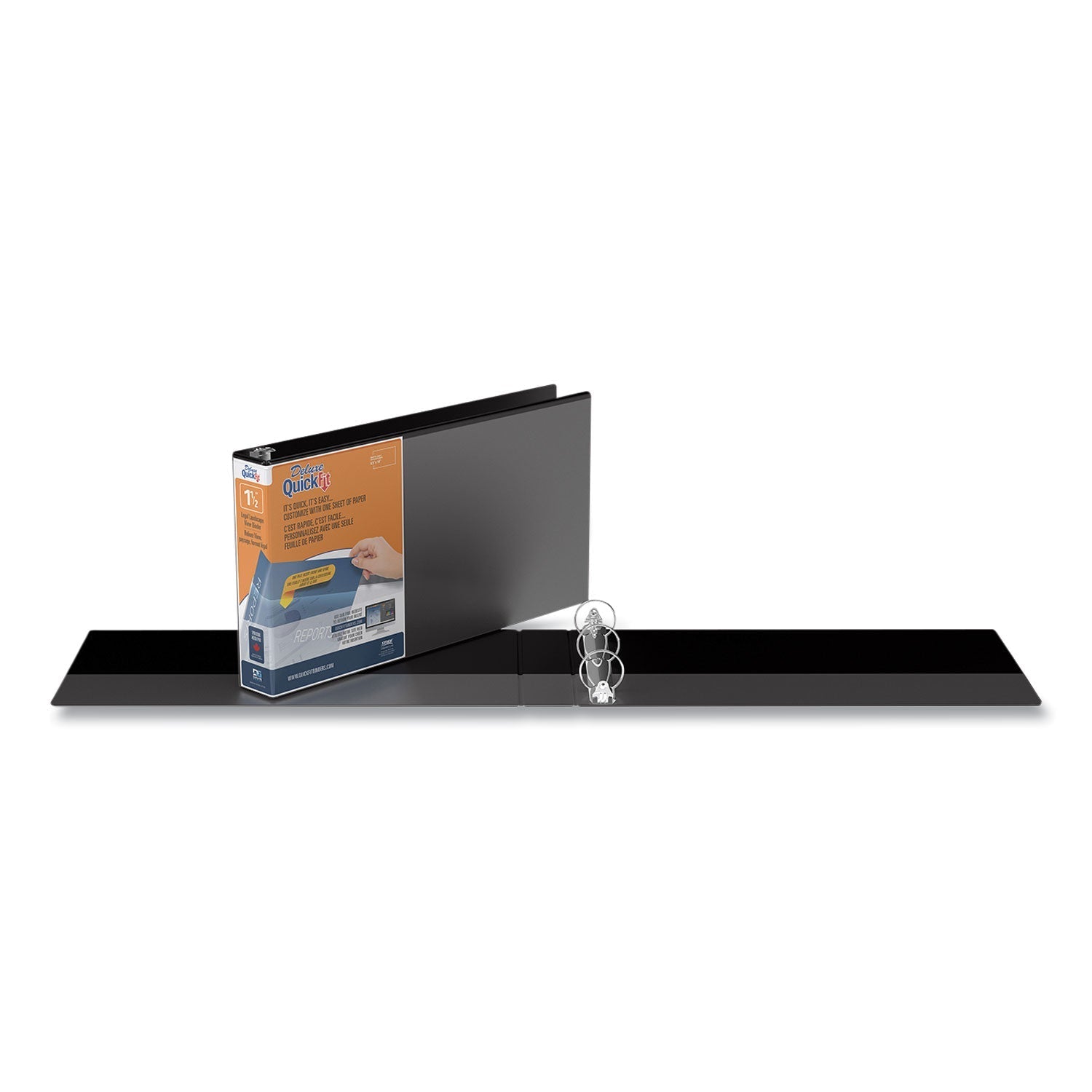 Stride Quickfit Landscape Spreadsheet Round Ring View Binder, 3 Rings, 1.5" Capacity, 14 X 8.5, Black
