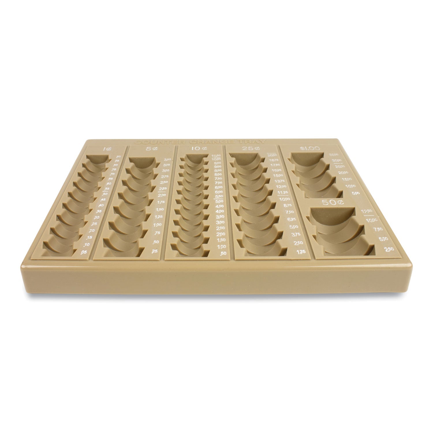 Plastic Coin Tray | 6-Compartment, Tan