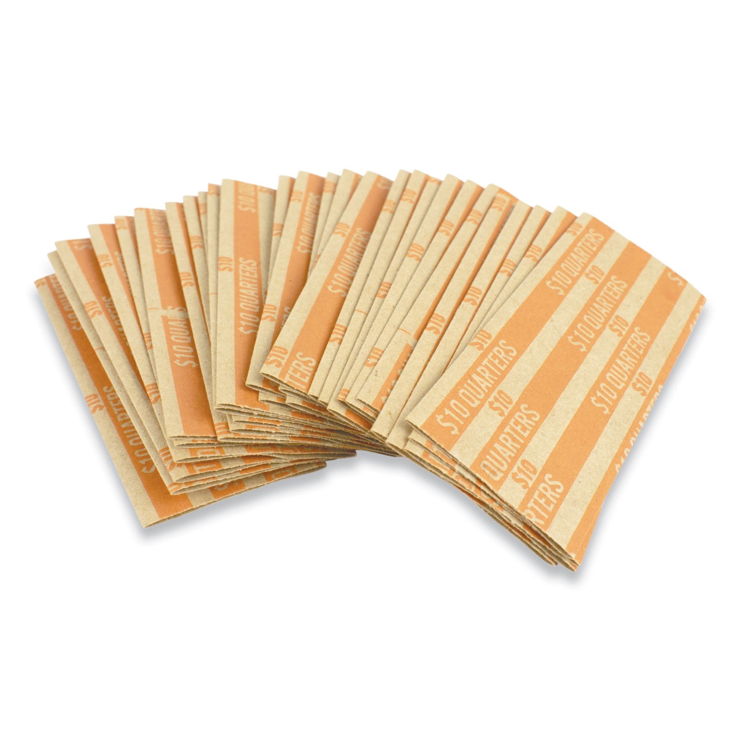 CONTROLTEK® Flat Tubular Coin Wrap, Quarters, $10.00, Orange, 1,000/box