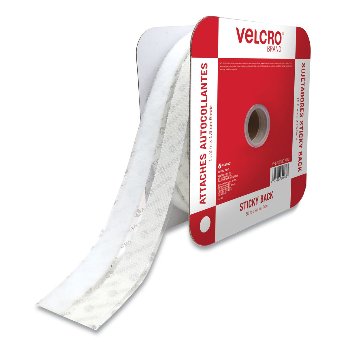 Sticky-Back Fasteners | 0.75"x50' | White