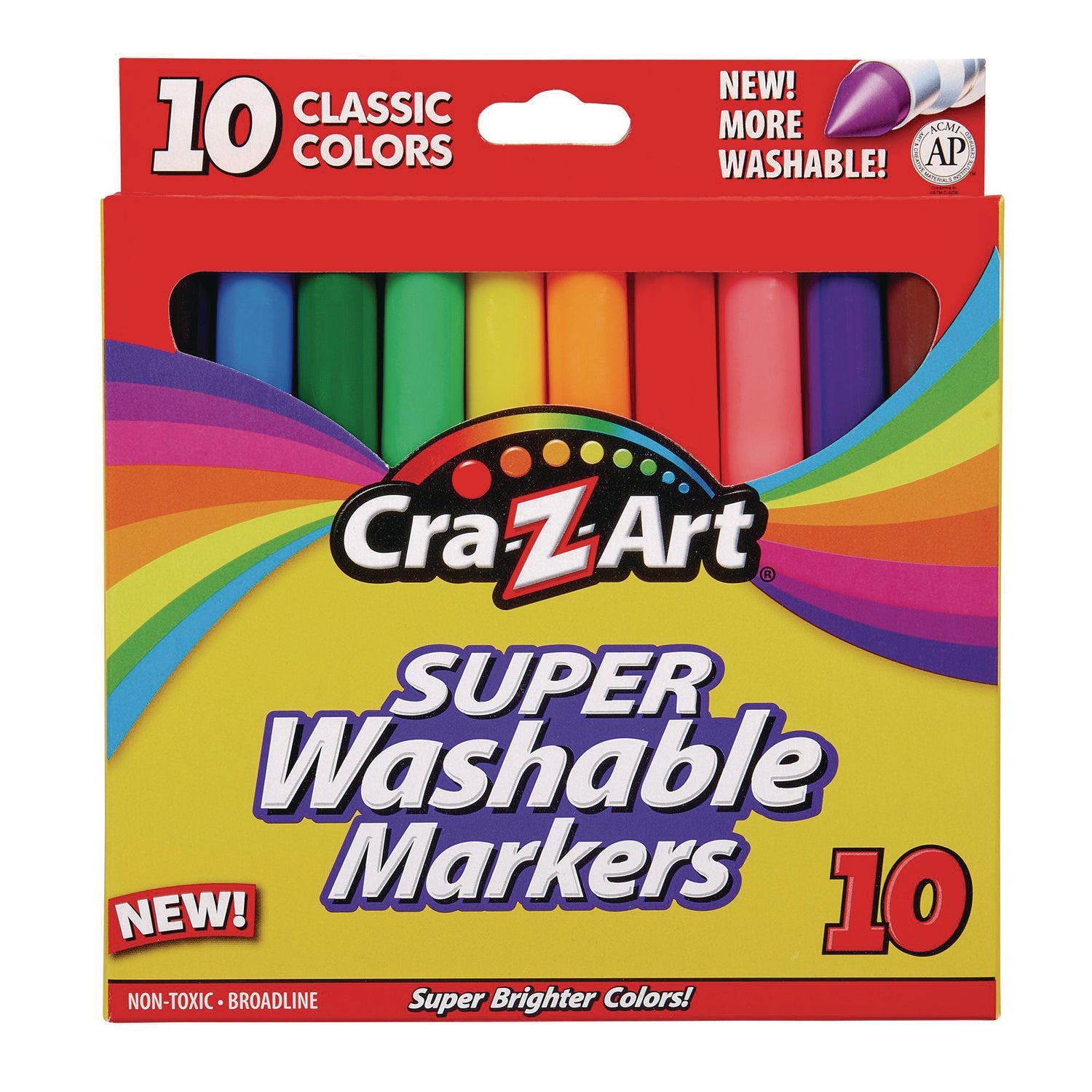Super Washable Markers | 10-Set Broad Tip
