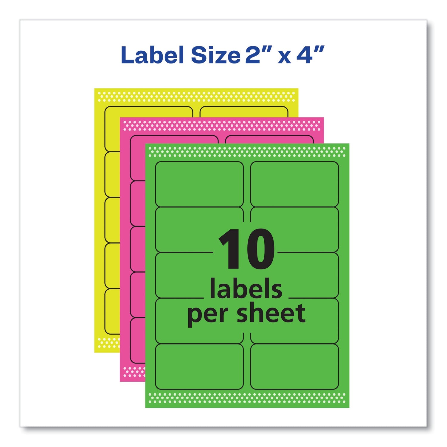 Avery® High-Visibility Permanent Laser Id Labels, 2 X 4, Neon Assorted, 1000/box