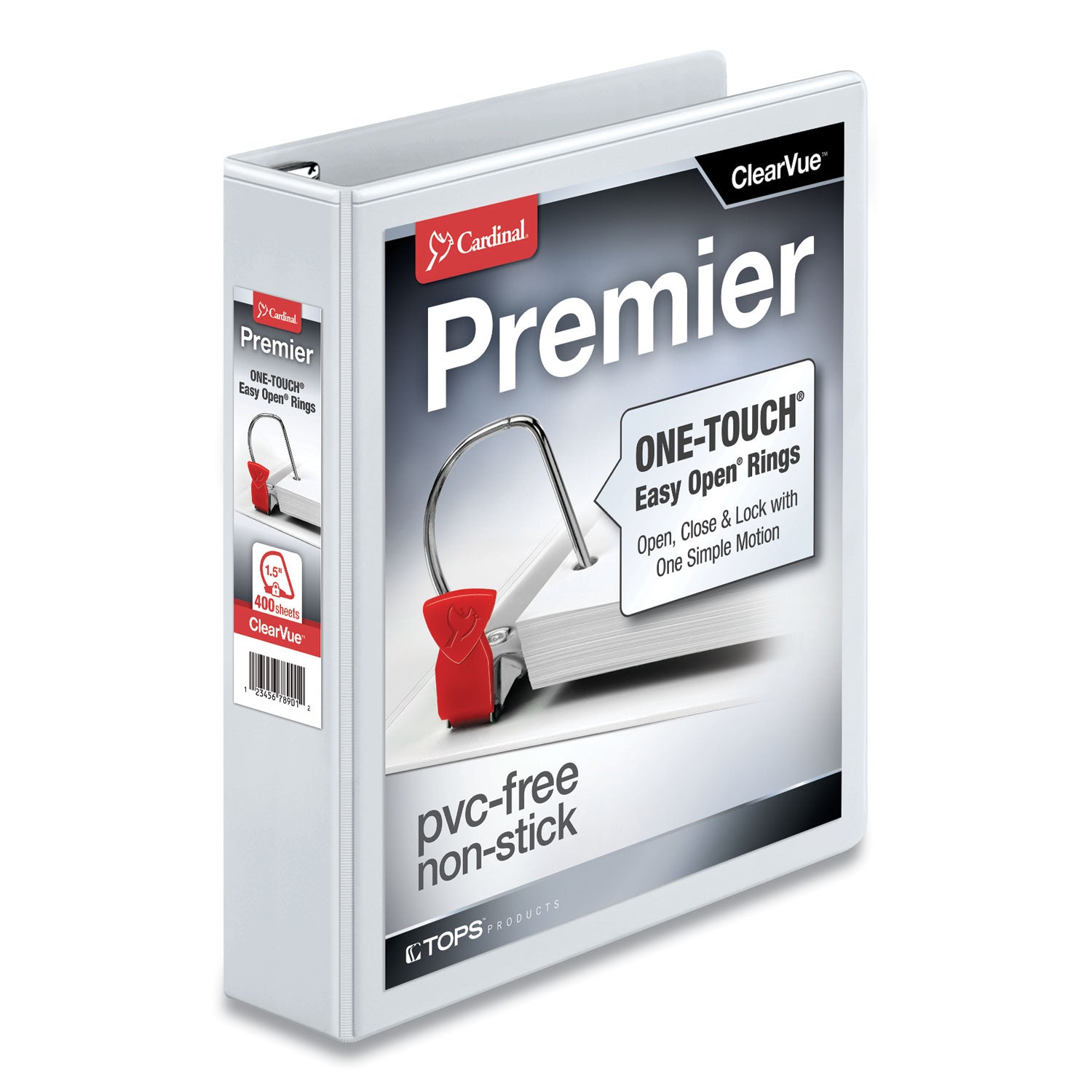 1.5" Locking D-Ring Binder | White, Cardinal