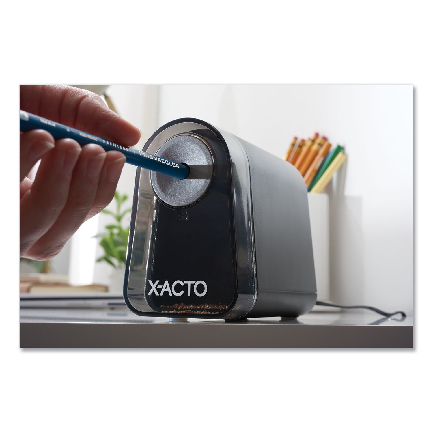 X-ACTO® Model 19501 Mighty Mite Home Office Electric Pencil Sharpener, Ac-Powered, 3.5 X 5.5 X 4.5, Black/gray/smoke