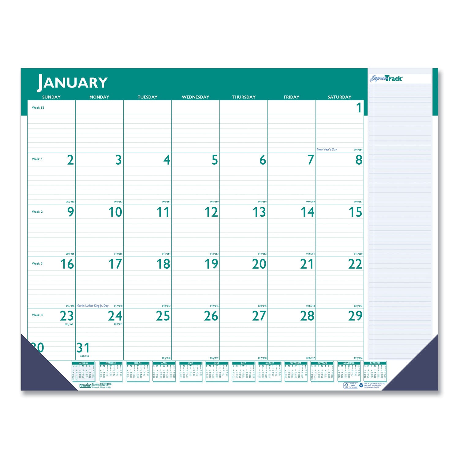 Monthly Desk Pad Calendar | Express Track, 22x17