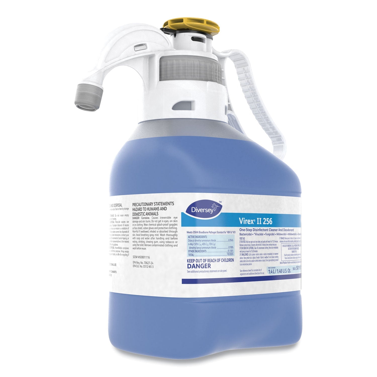 Diversey™ Virex Ii 256 One-Step Disinfectant Cleaner Deodorant, Mint, 1.4l, 2 Bottles/ct