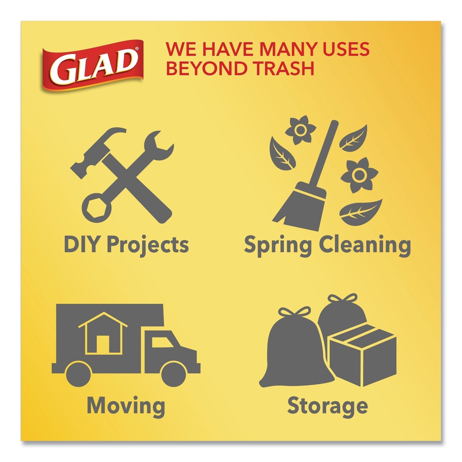 Glad® Glad OdorShield with Febreze, Drawstring, 13 gal, Mediterranean Lavender Scent, 10.18" x 9.81", White, 110/Box