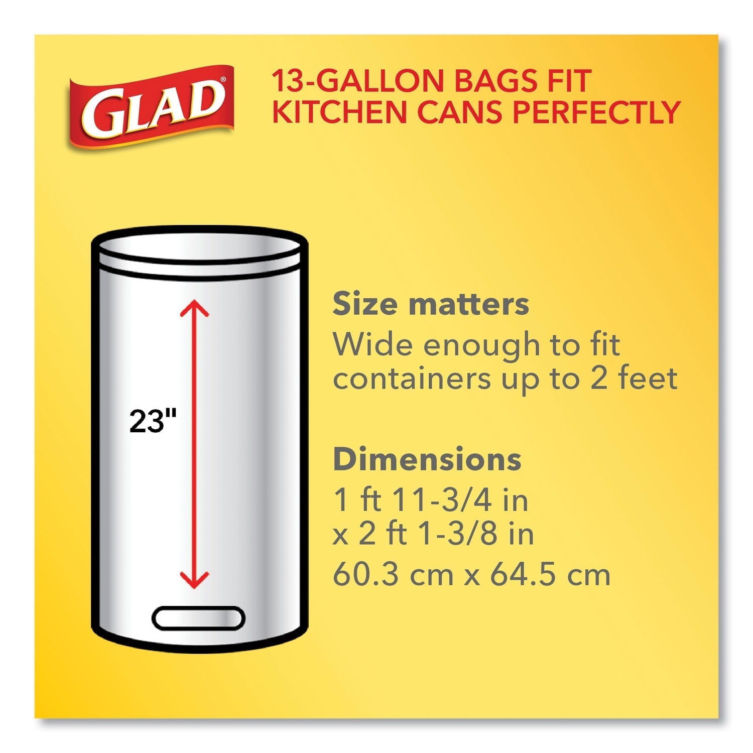 Glad® Glad OdorShield with Febreze, Drawstring, 13 gal, Mediterranean Lavender Scent, 10.18" x 9.81", White, 110/Box