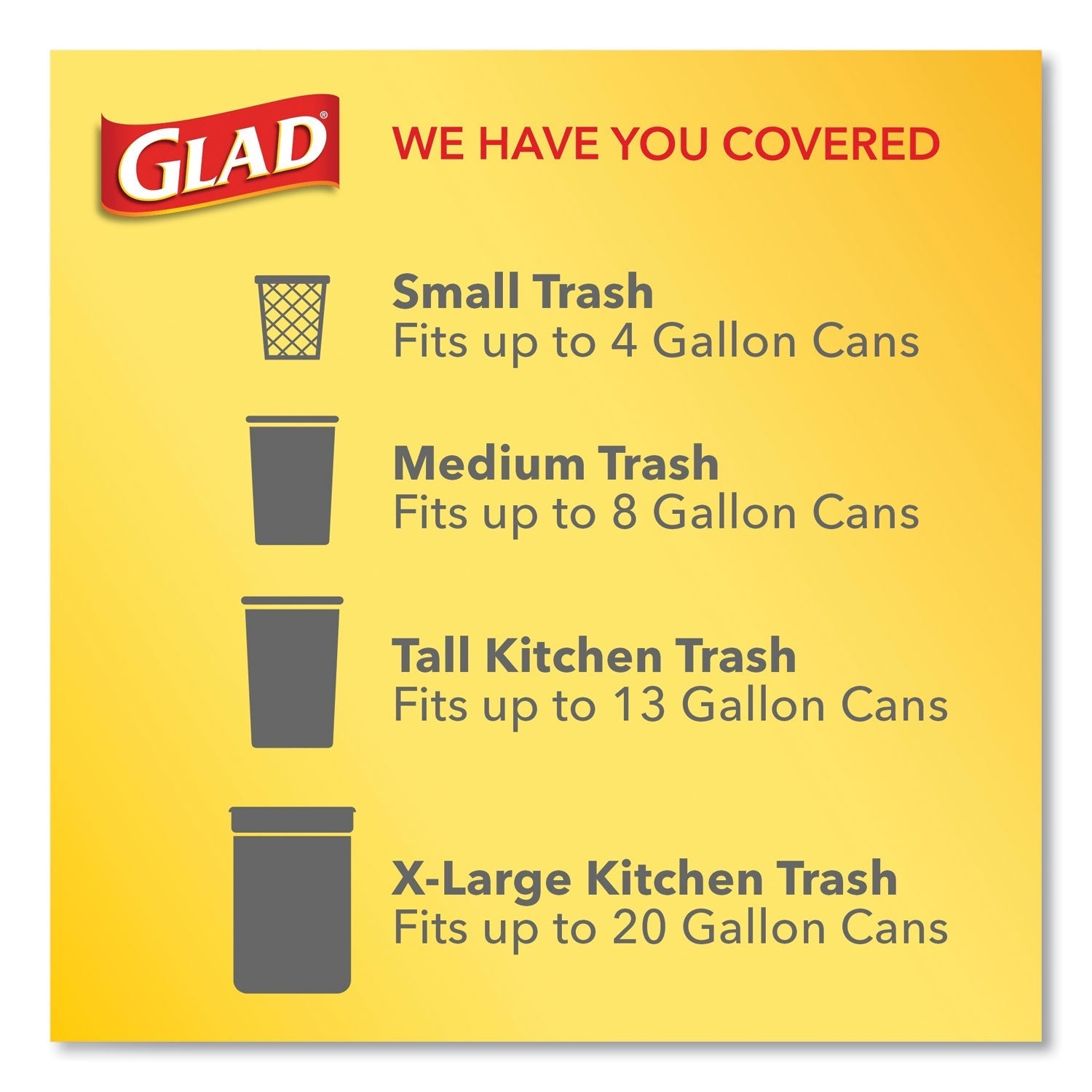 Glad® Glad OdorShield with Febreze, Drawstring, 13 gal, Mediterranean Lavender Scent, 10.18" x 9.81", White, 110/Box