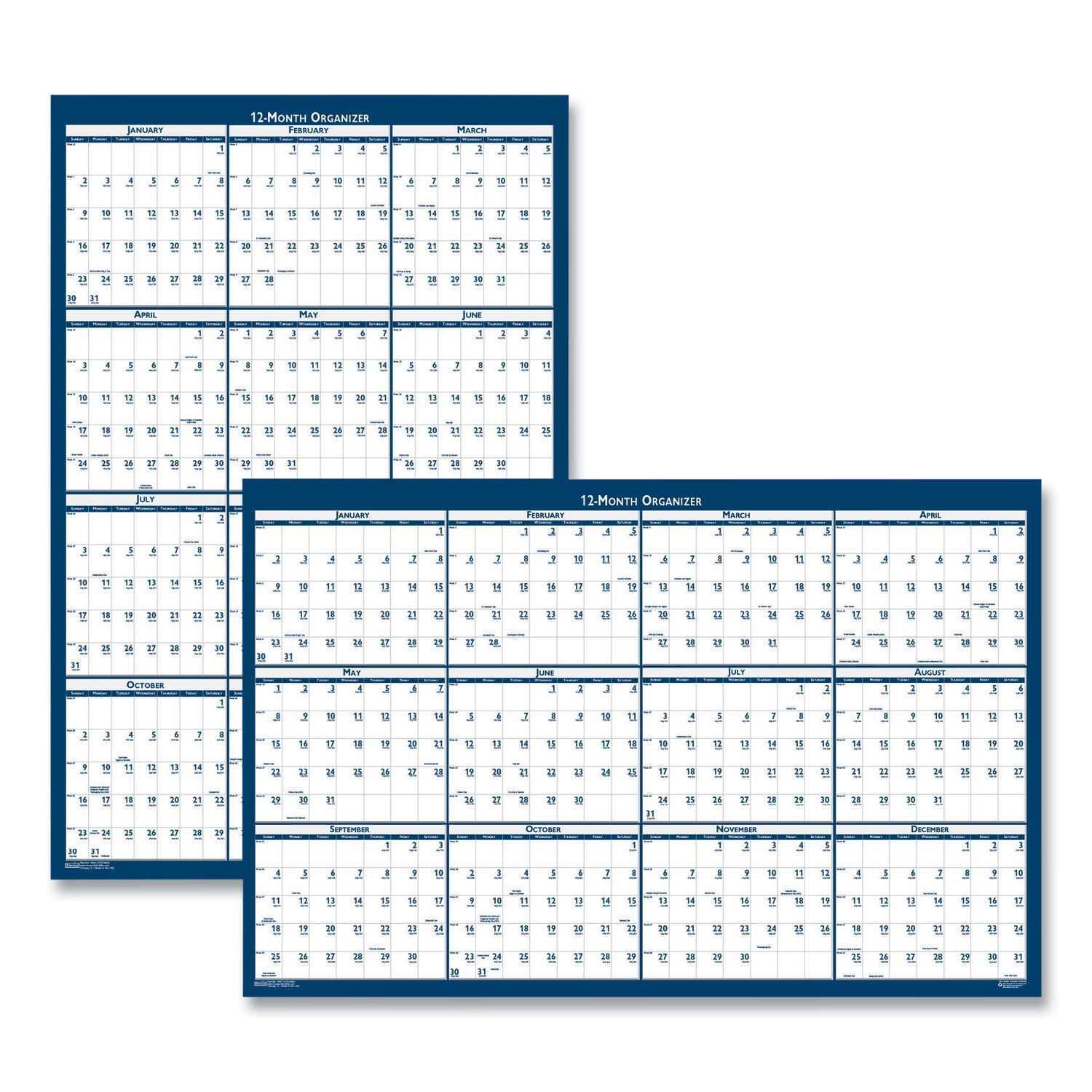 House of Doolittle™ Recycled Poster Style Reversible/Erasable Yearly Wall Calendar, 24 x 37, White/Blue/Gray Sheets, 12-Month (Jan to Dec): 2025