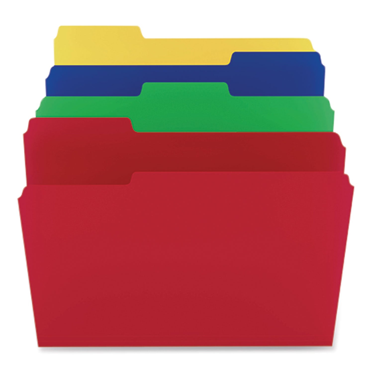 TRU RED™ Heavyweight Plastic File Folders, 1/3-Cut Tabs: Assorted, Letter Size, Assorted Colors, 24/Pack
