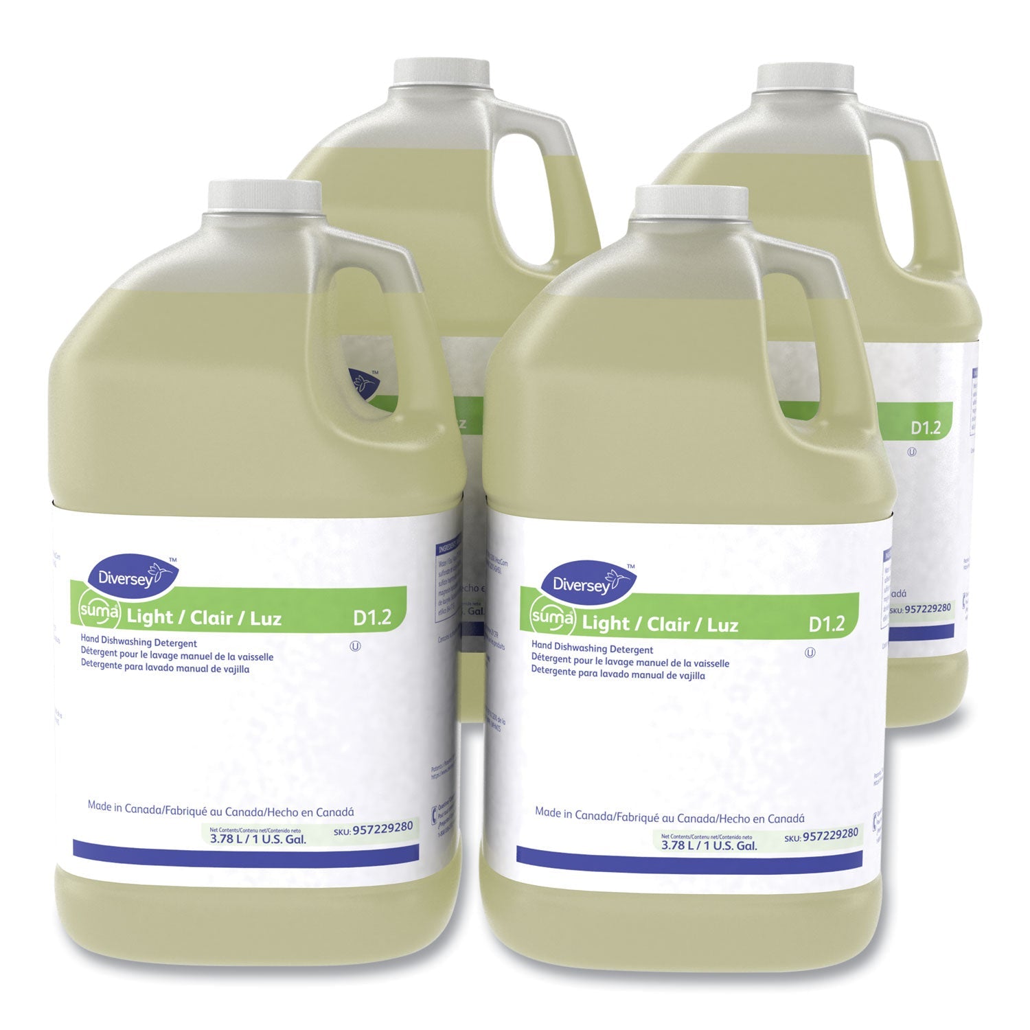 Diversey™ Suma Light D1.2 Hand Dishwashing Detergent, Citrus, 1 gal Container, 4/Carton