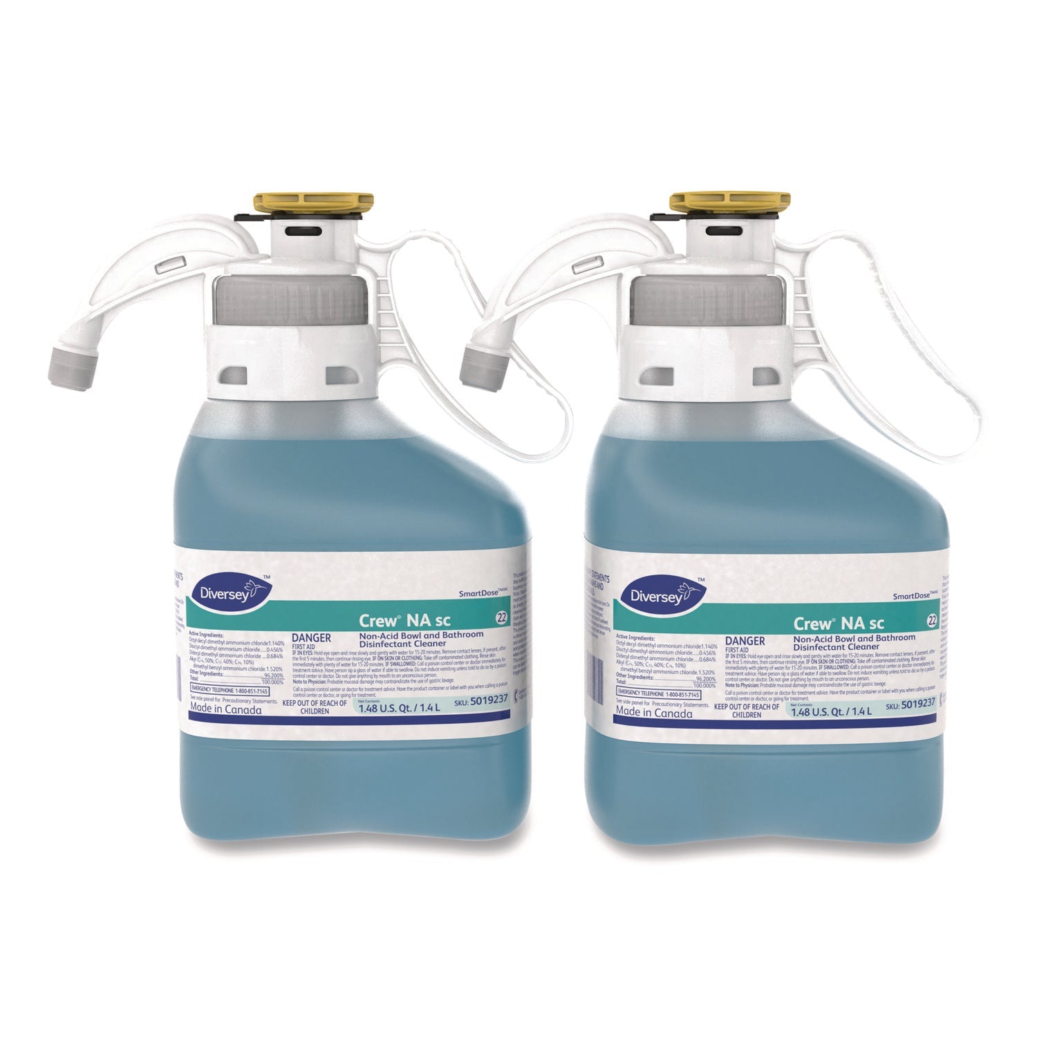 Diversey™ Crew Non-Acid Bowl And Bathroom Disinfectant Cleaner, Floral, 47.3 Oz, 2/carton