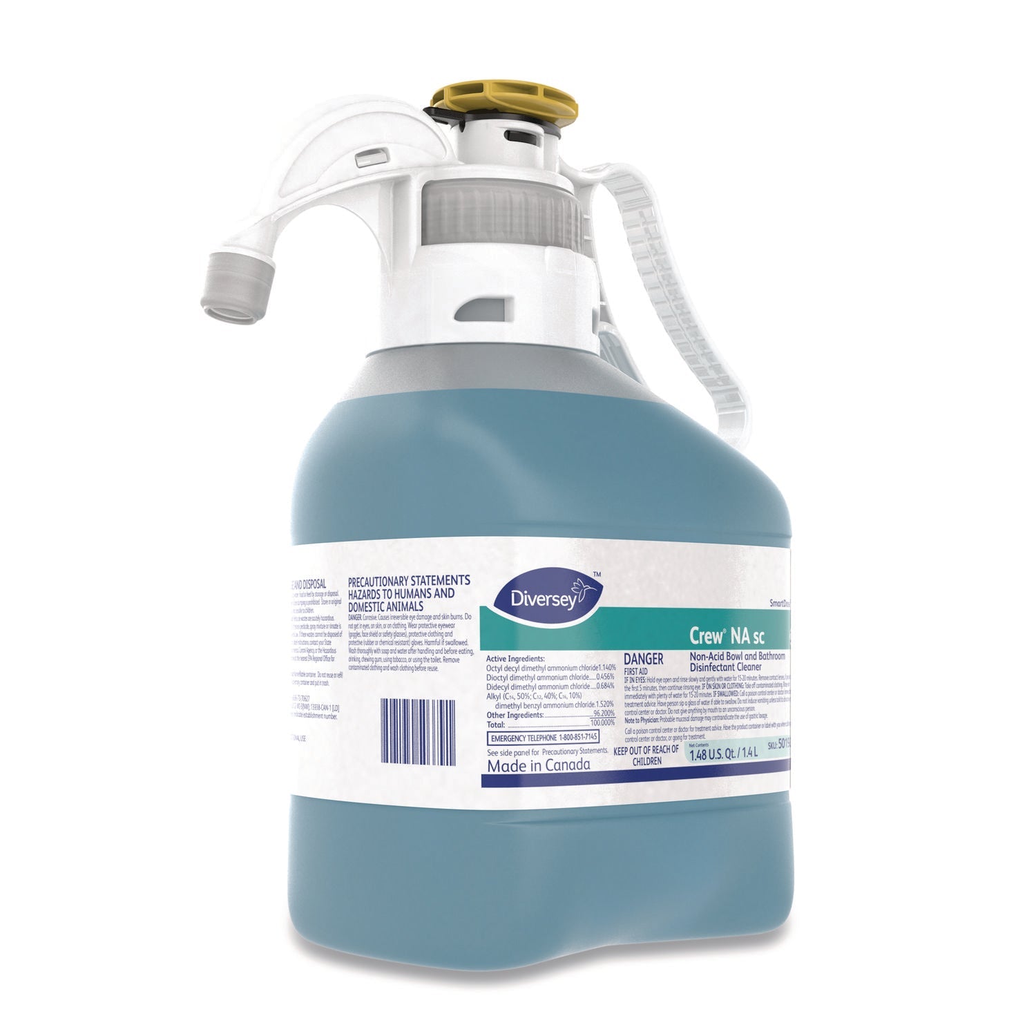 Diversey™ Crew Non-Acid Bowl And Bathroom Disinfectant Cleaner, Floral, 47.3 Oz, 2/carton