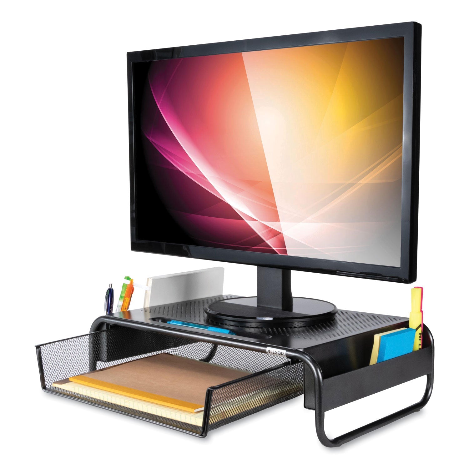 Allsop® Metal Art Organizer 5 Monitor, 18" X 11.8" X 5.1", Black, Supports 30 Lbs