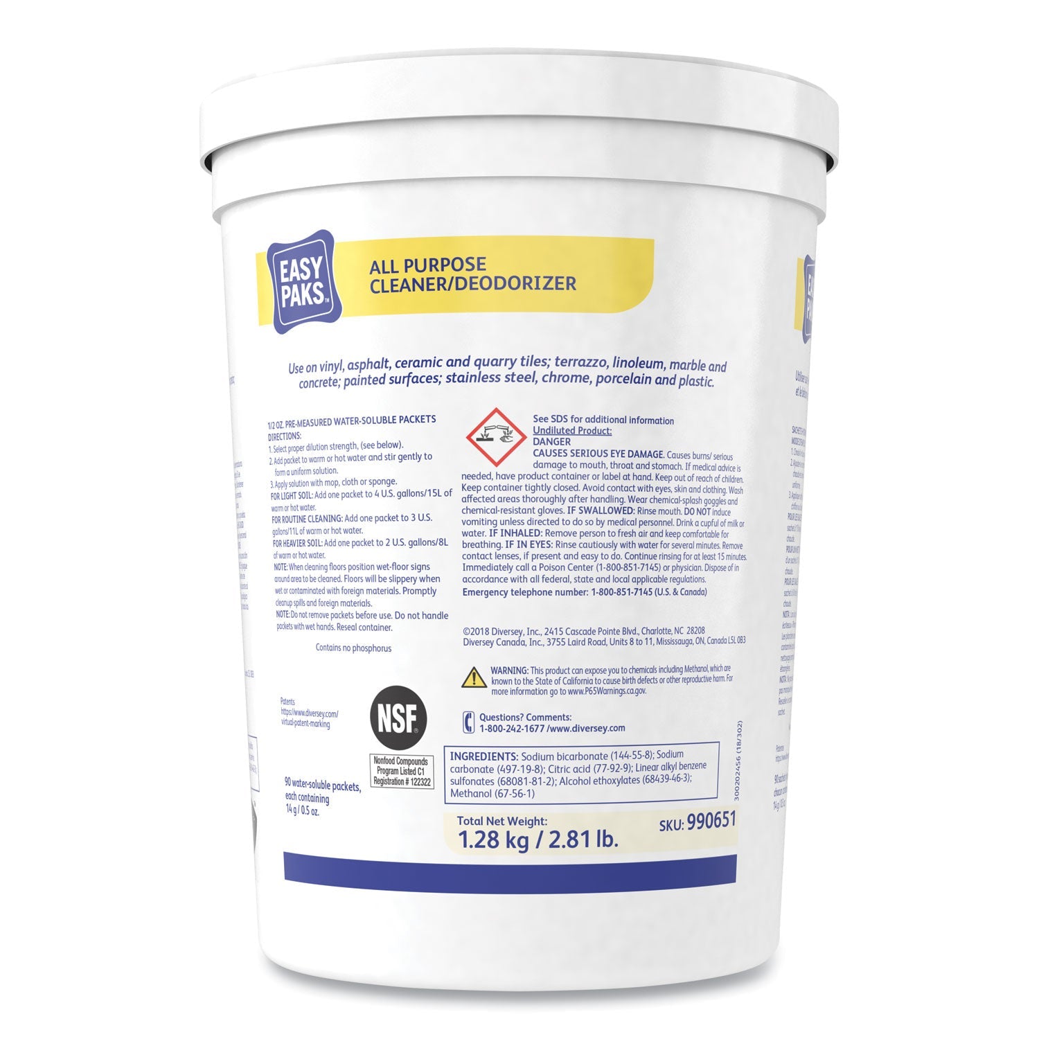 Easy Paks® All-Purpose Cleaner/deodorizer, 90 .5 Oz Packets/tub, 2 Tubs/carton