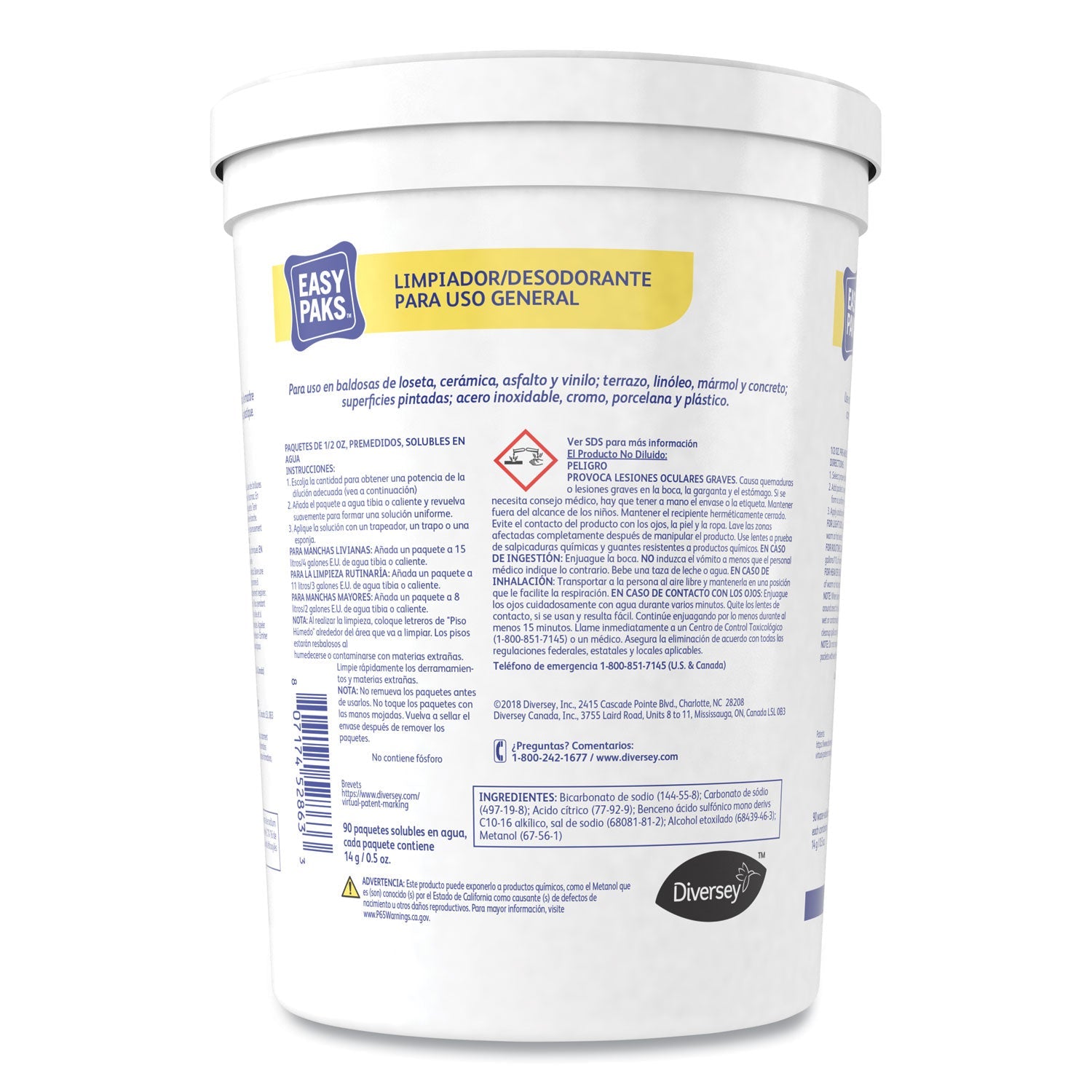 Easy Paks® All-Purpose Cleaner/deodorizer, 90 .5 Oz Packets/tub, 2 Tubs/carton
