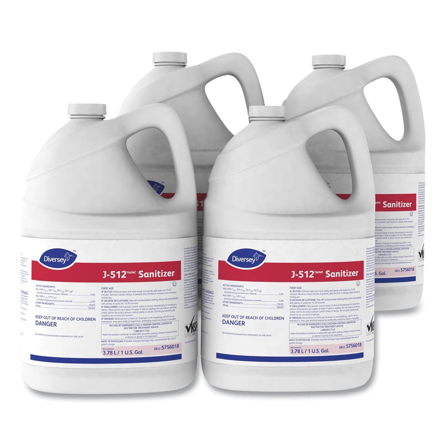 Diversey™ J-512tm/mc Sanitizer, 1 Gal Bottle, 4/carton