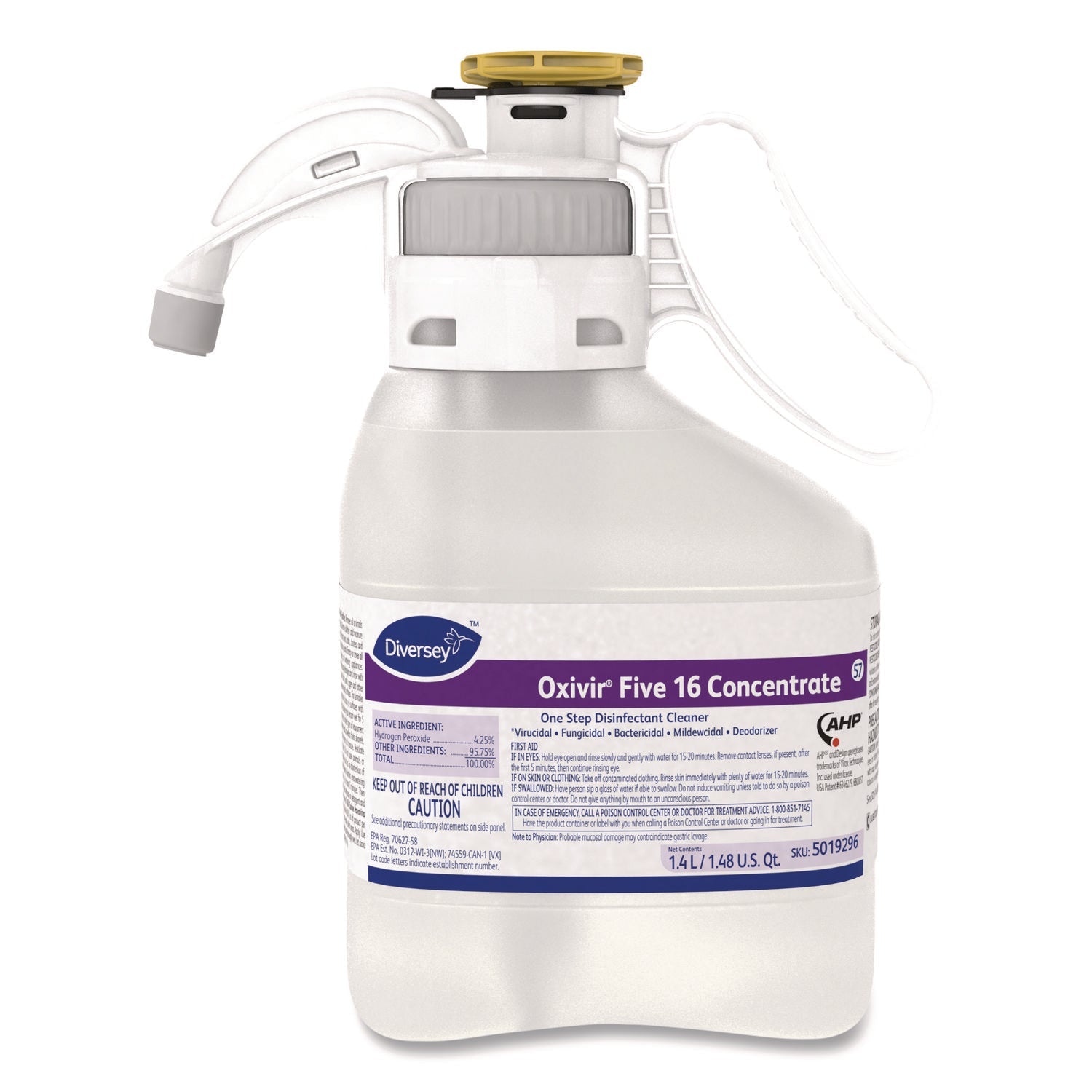 Diversey™ Oxivir Five 16 Concentrate One Step Disinfectant Cleaner, Liquid, 1.4 L, 2/ct