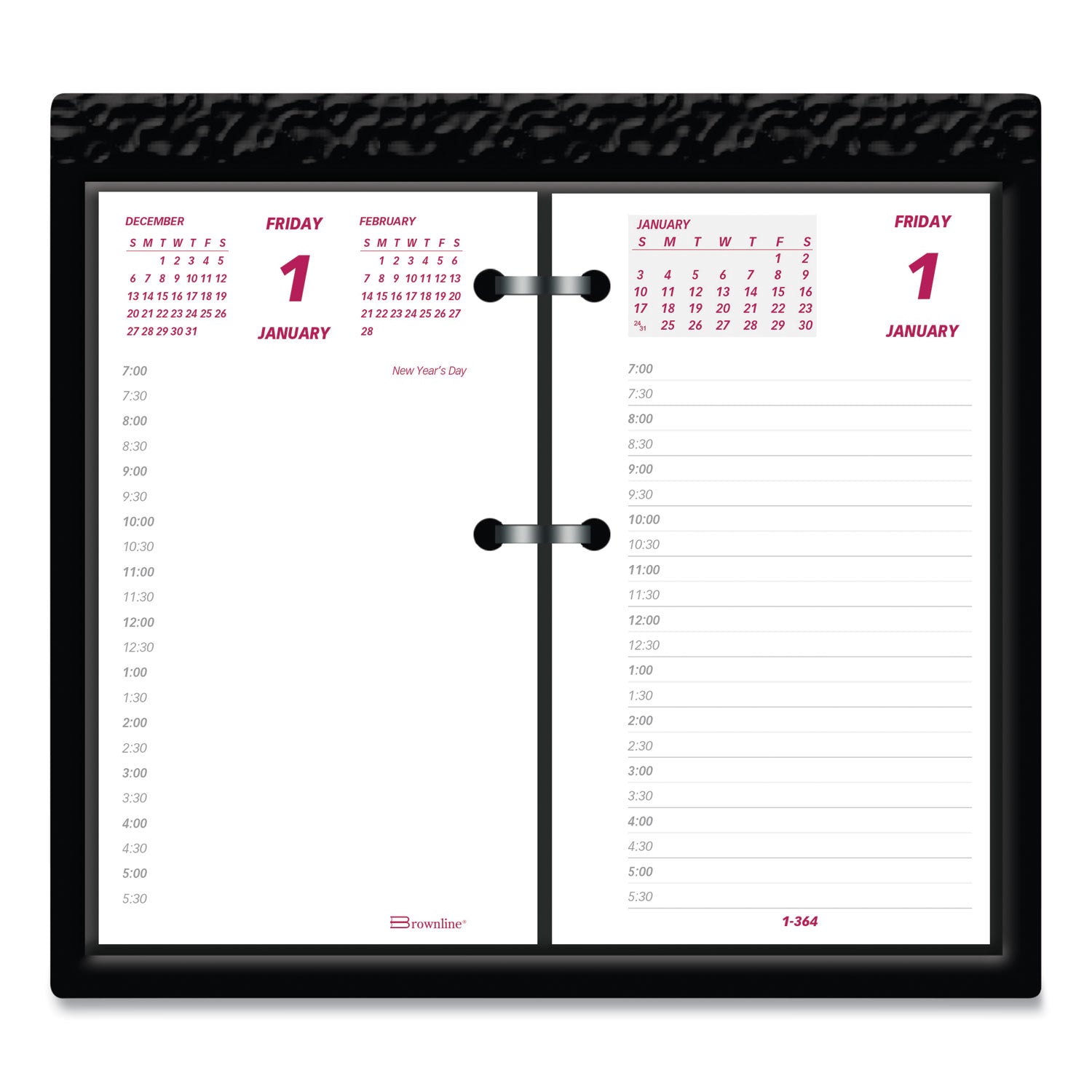 Brownline® Daily Calendar Pad Refill, 6 x 3.5, White/Burgundy/Gray Sheets, 12-Month (Jan to Dec): 2025 - Bloom Skins