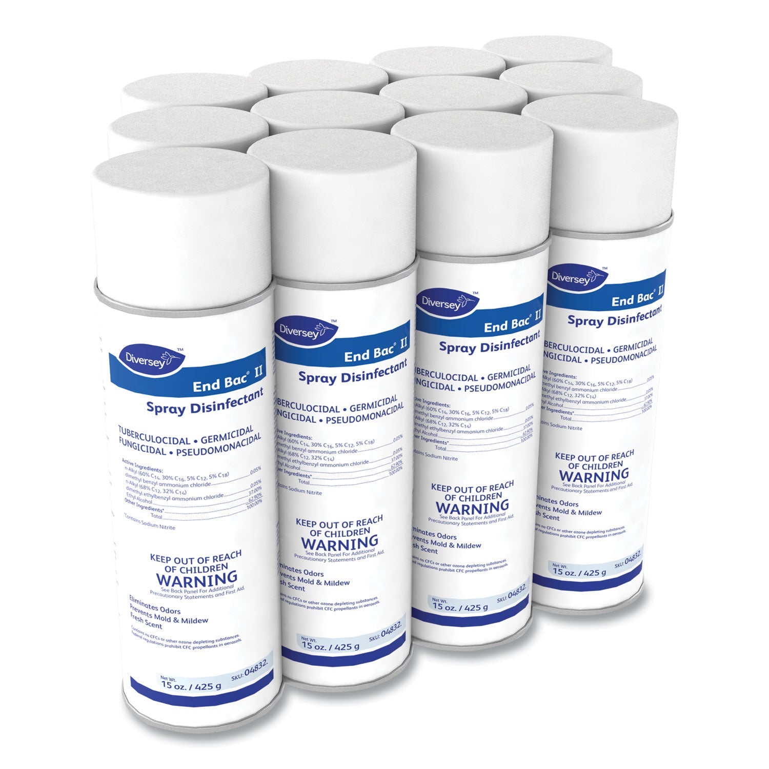 Diversey™ End Bac Ii Spray Disinfectant, Fresh Scent, 15 Oz Aerosol Spray, 12/carton