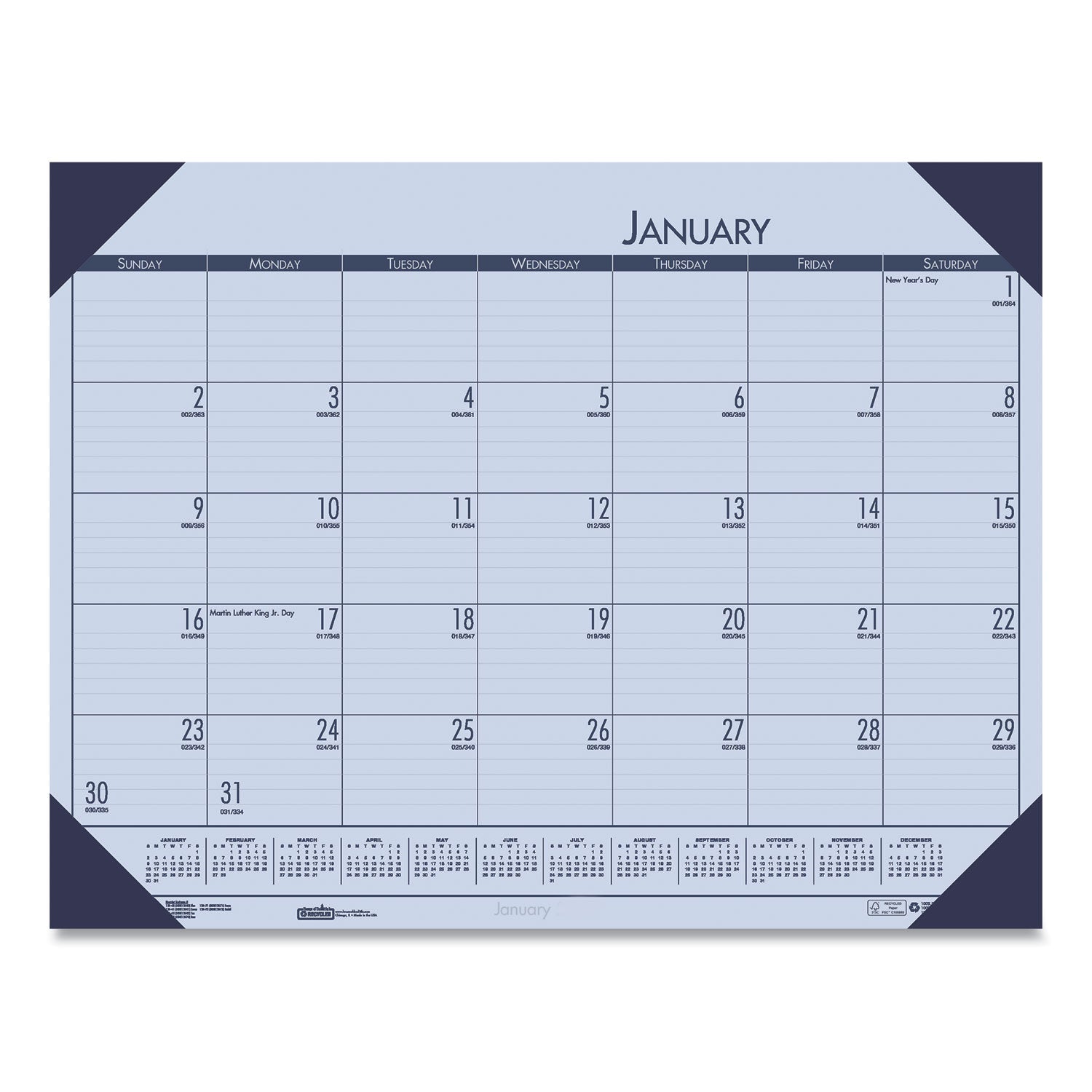Monthly Desk Pad Calendar | 22x17, Sunset Orchid