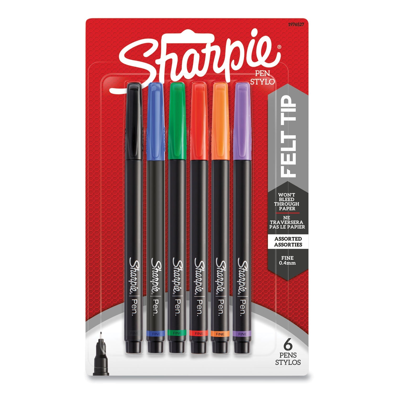 Sharpie® Water-Resistant Ink Porous Point Pen, Stick, Fine 0.4 Mm, Assorted Ink And Barrel Colors, 6/pack
