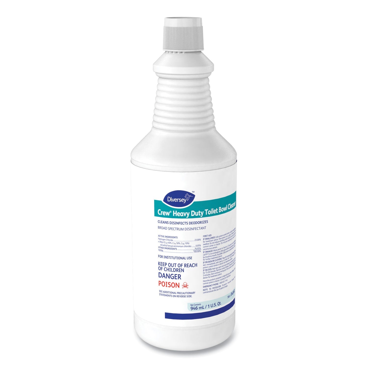 Diversey™ Crew Heavy Duty Toilet Bowl Cleaner, Minty, 32 Oz Squeeze Bottle, 12/carton