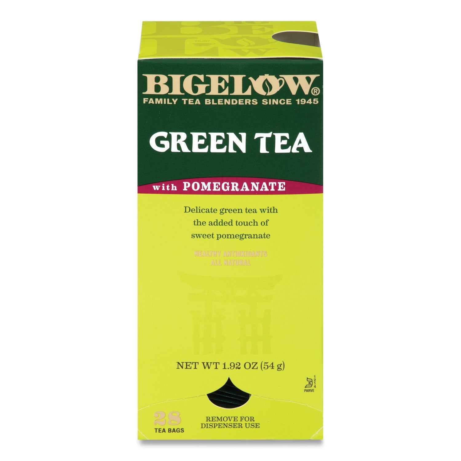 Bigelow® Green Tea With Pomegranate, 0.07 Oz Tea Bag, 28/box