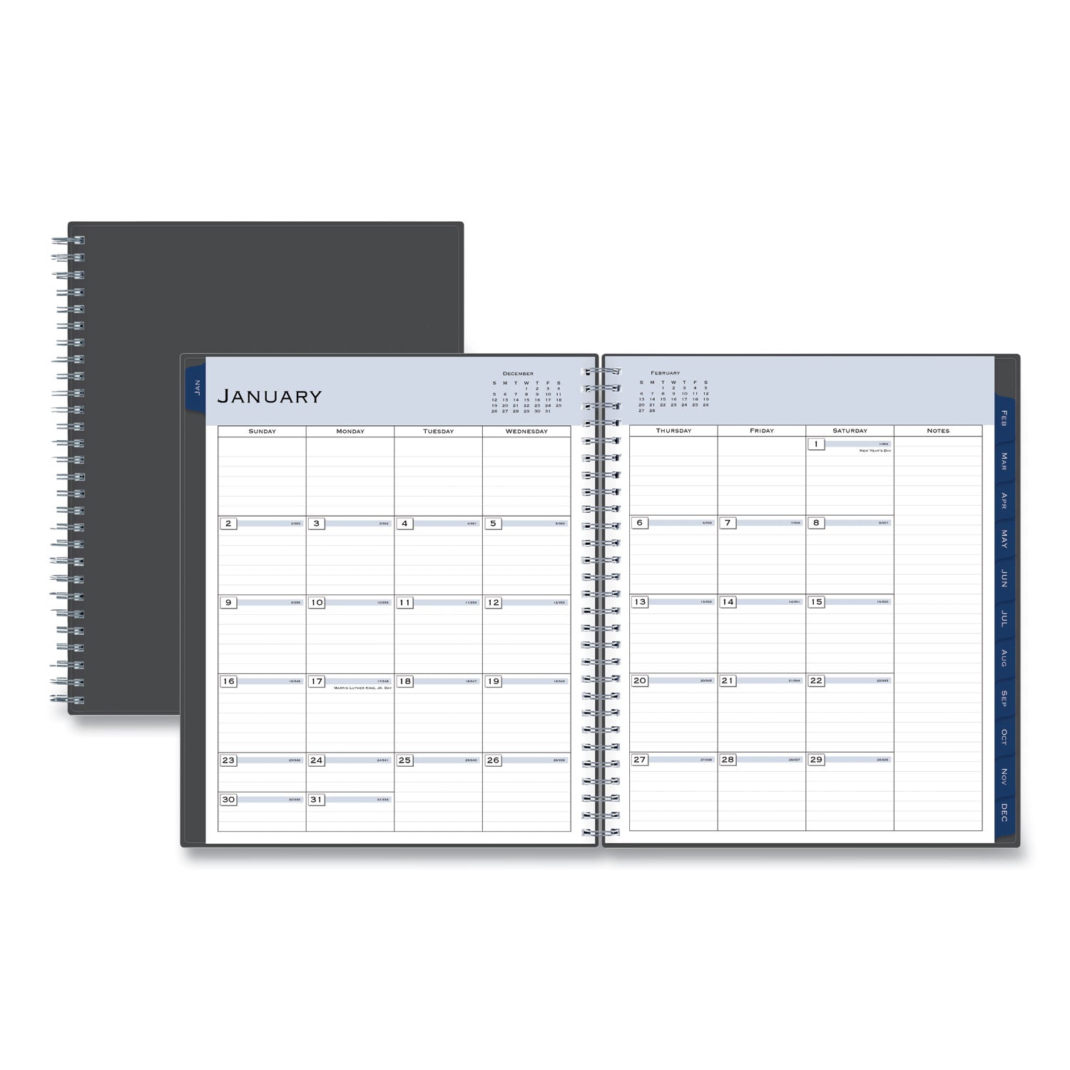 Blue Sky® Passages Monthly Planner, 10 x 8, Charcoal Cover, 12-Month (Jan to Dec): 2025 - Bloom Skins
