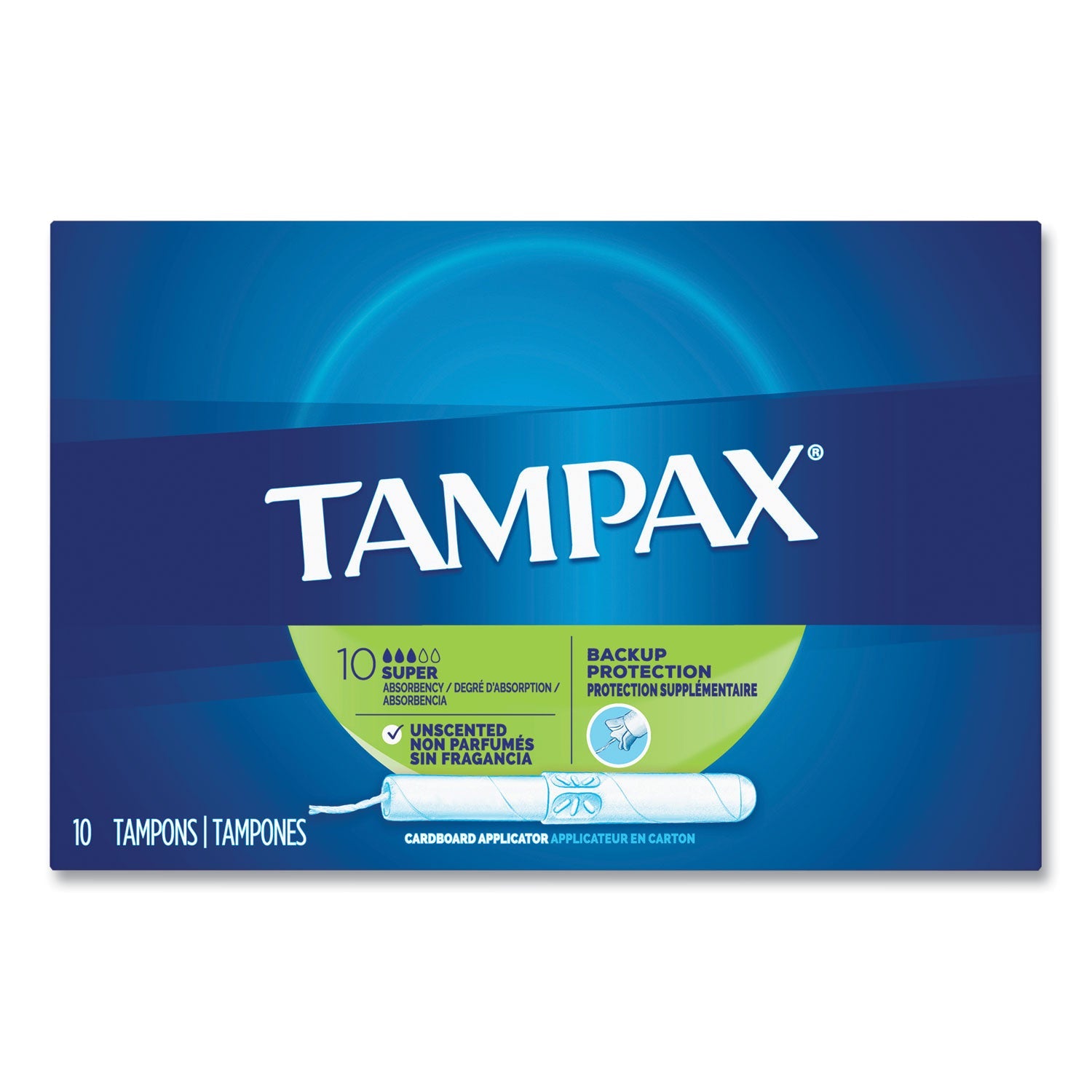 Tampax® Cardboard Applicator Tampons, Super, 10/box