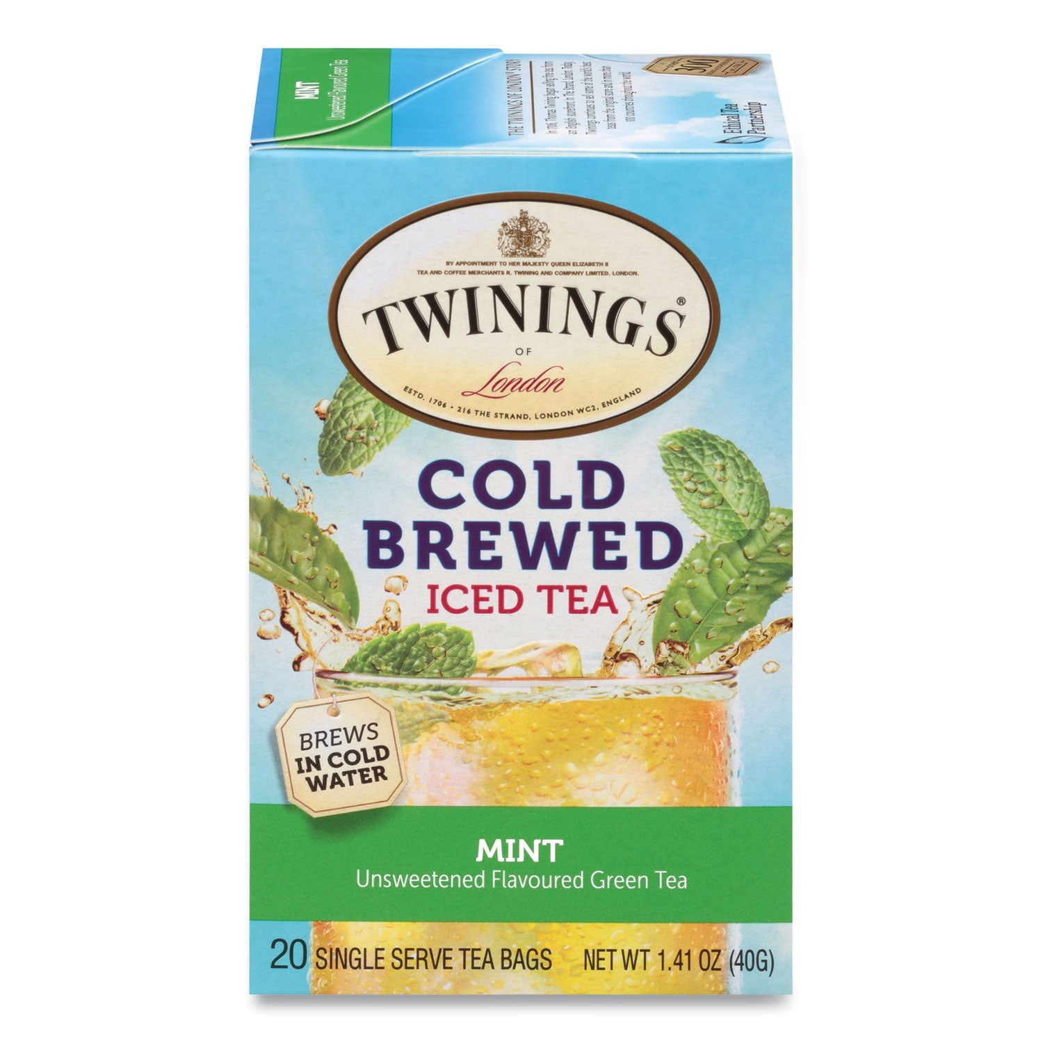 TWININGS® Cold Brew Iced Tea Bags, Mint, 0.07 Oz Tea Bag, 20/box