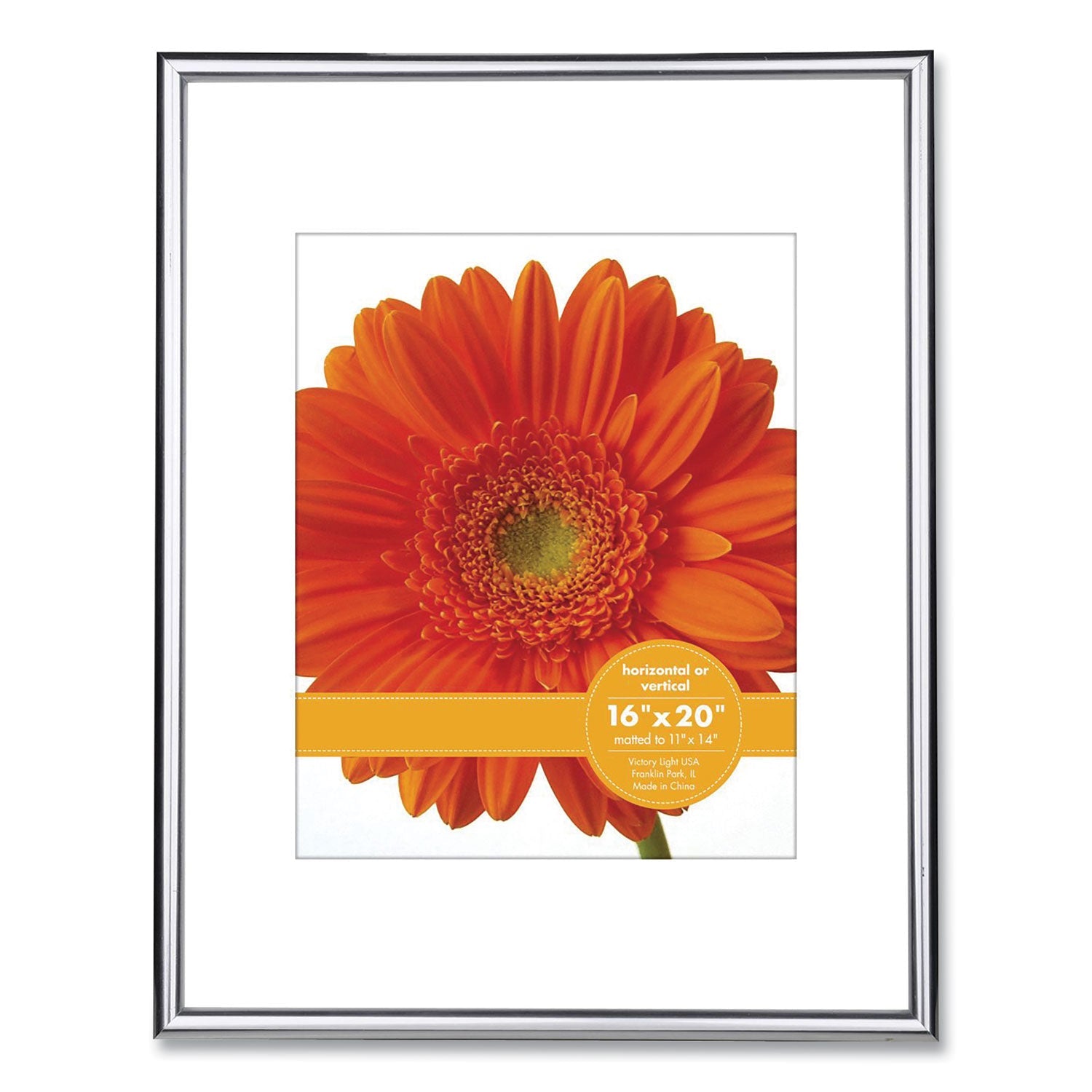 Metallic Poster Frame With Mat | 11x14 | Silver
