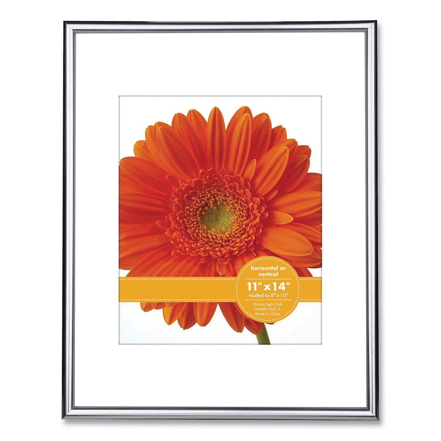 Metallic Poster Frame With Mat | 8x10 | Silver