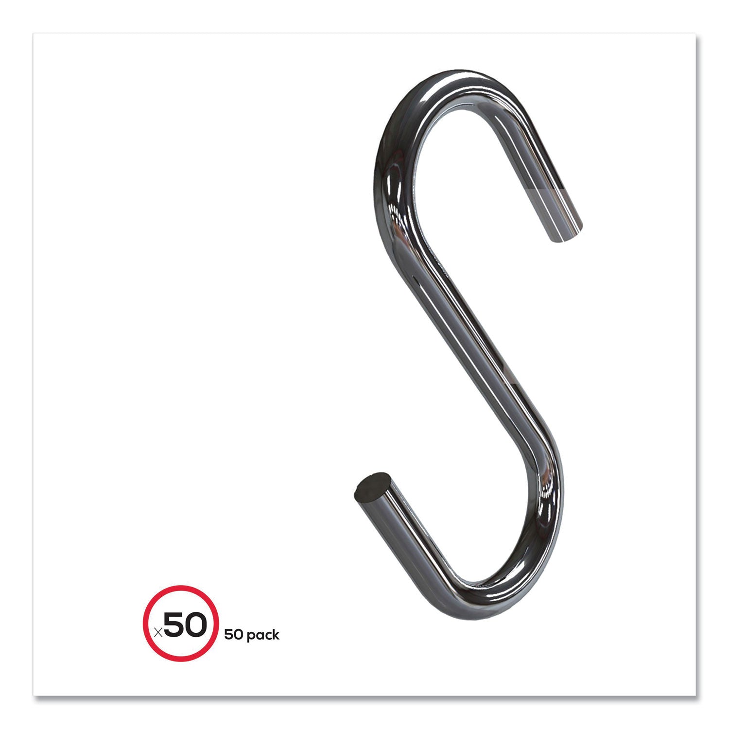deflecto® S Hooks, Metal, Silver, 50/pack