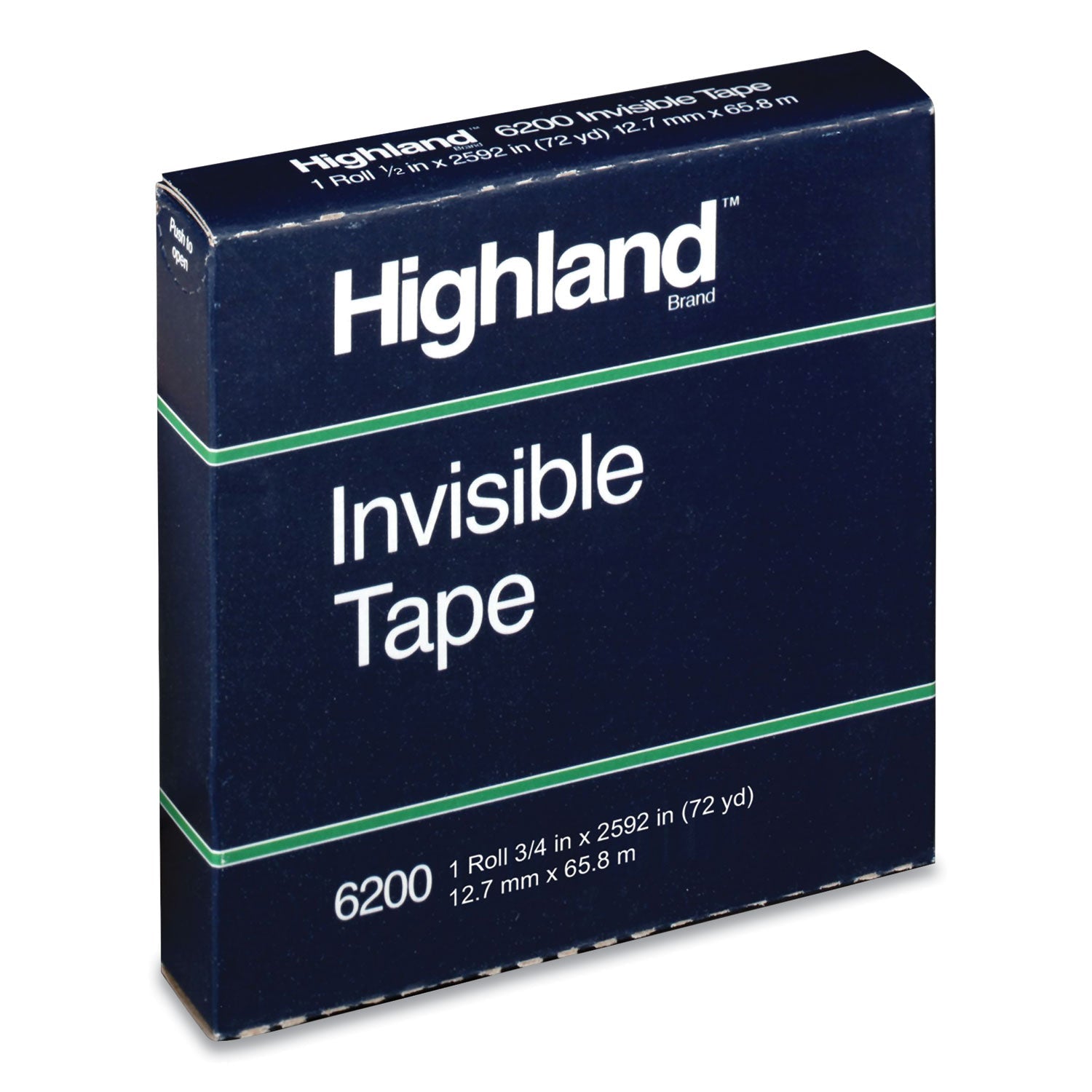 Highland™ Invisible Permanent Mending Tape, 3" Core, 0.5" X 72 Yds, Clear