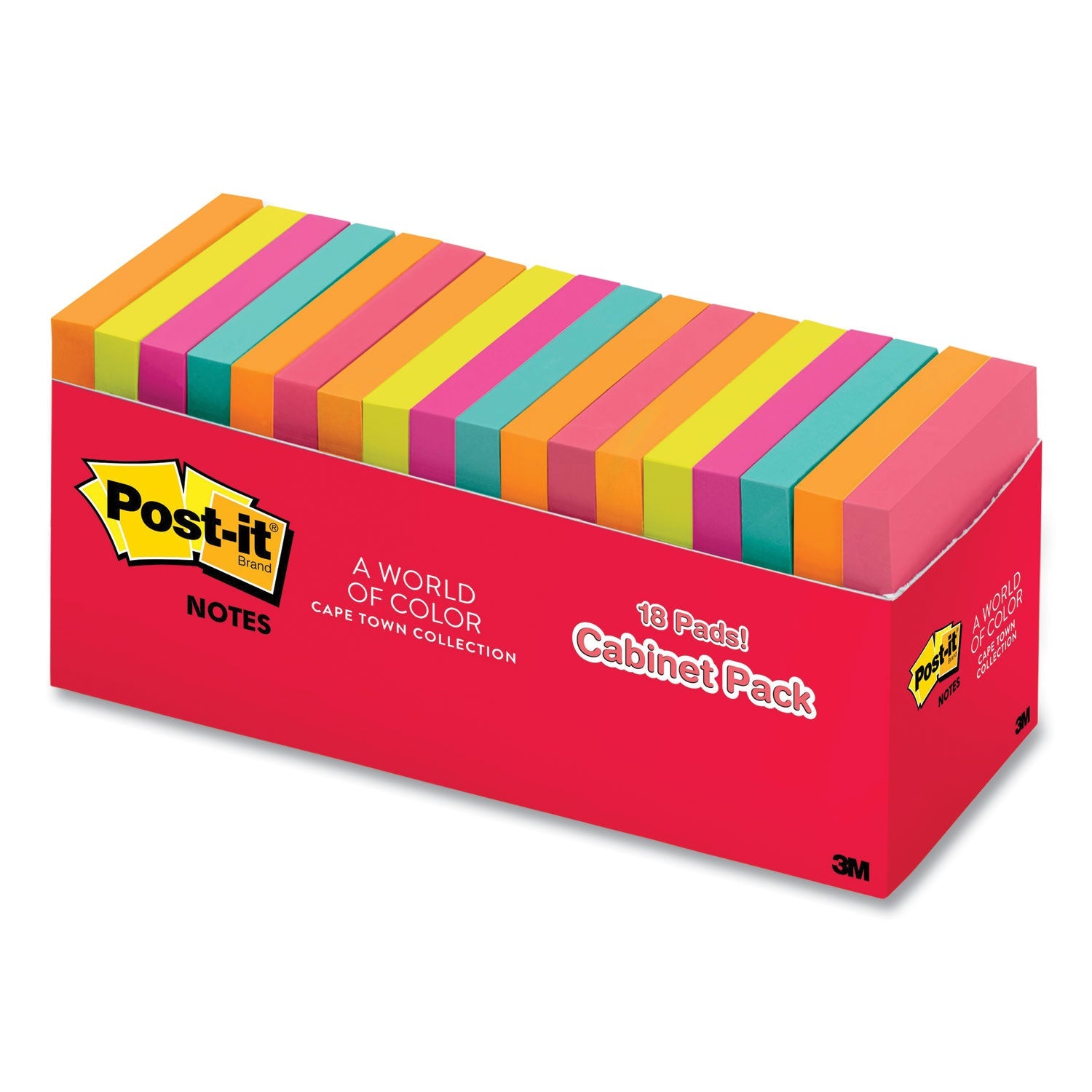 Post-it® Dispenser Notes Original Pop-up Refill Cabinet Pack, 3" x 3", Poptimistic Collection Colors, 100 Sheets/Pad, 18 Pads/Pack