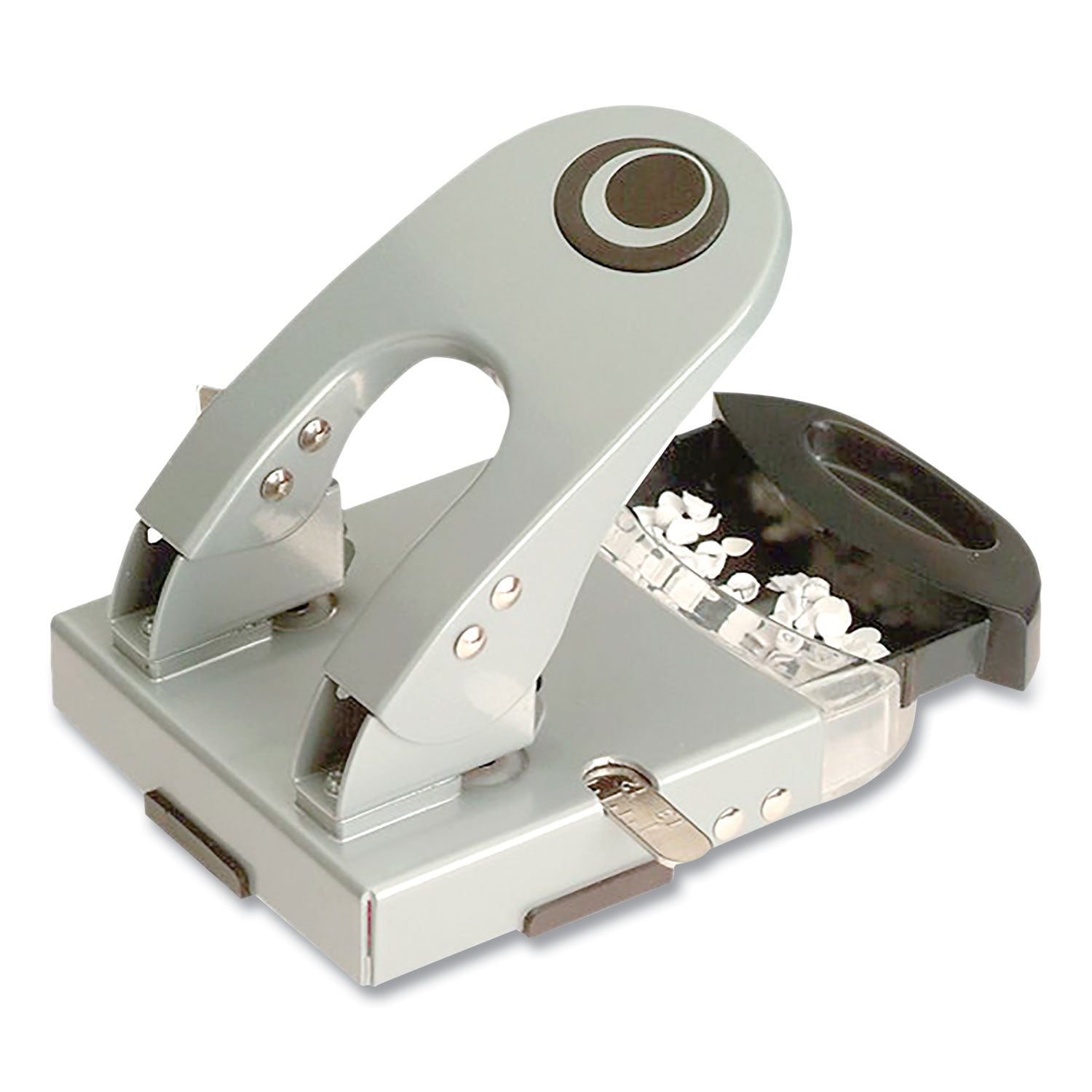 Officemate 50-Sheet Deluxe Two-Hole Punch, 1/4" Holes, Gray/blue