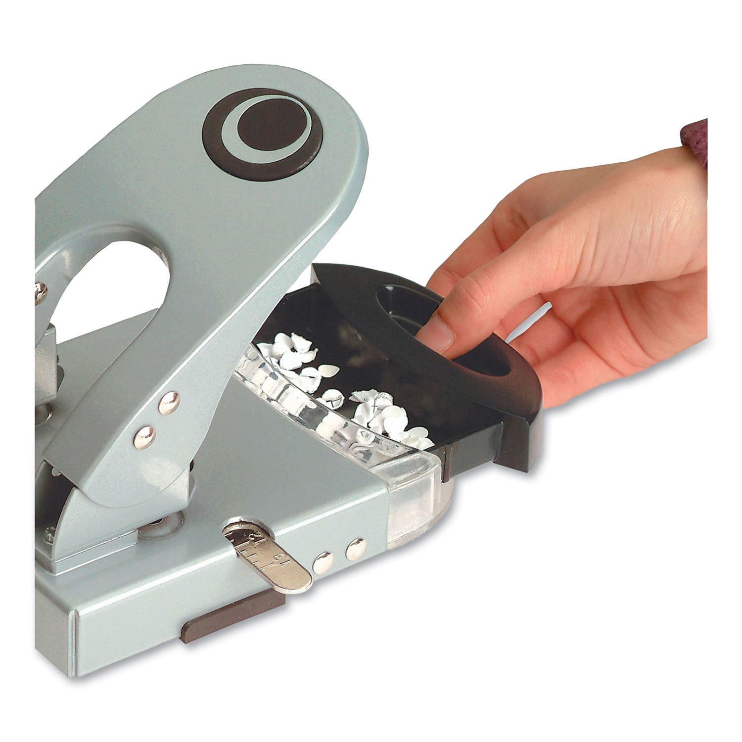 Officemate 50-Sheet Deluxe Two-Hole Punch, 1/4" Holes, Gray/blue