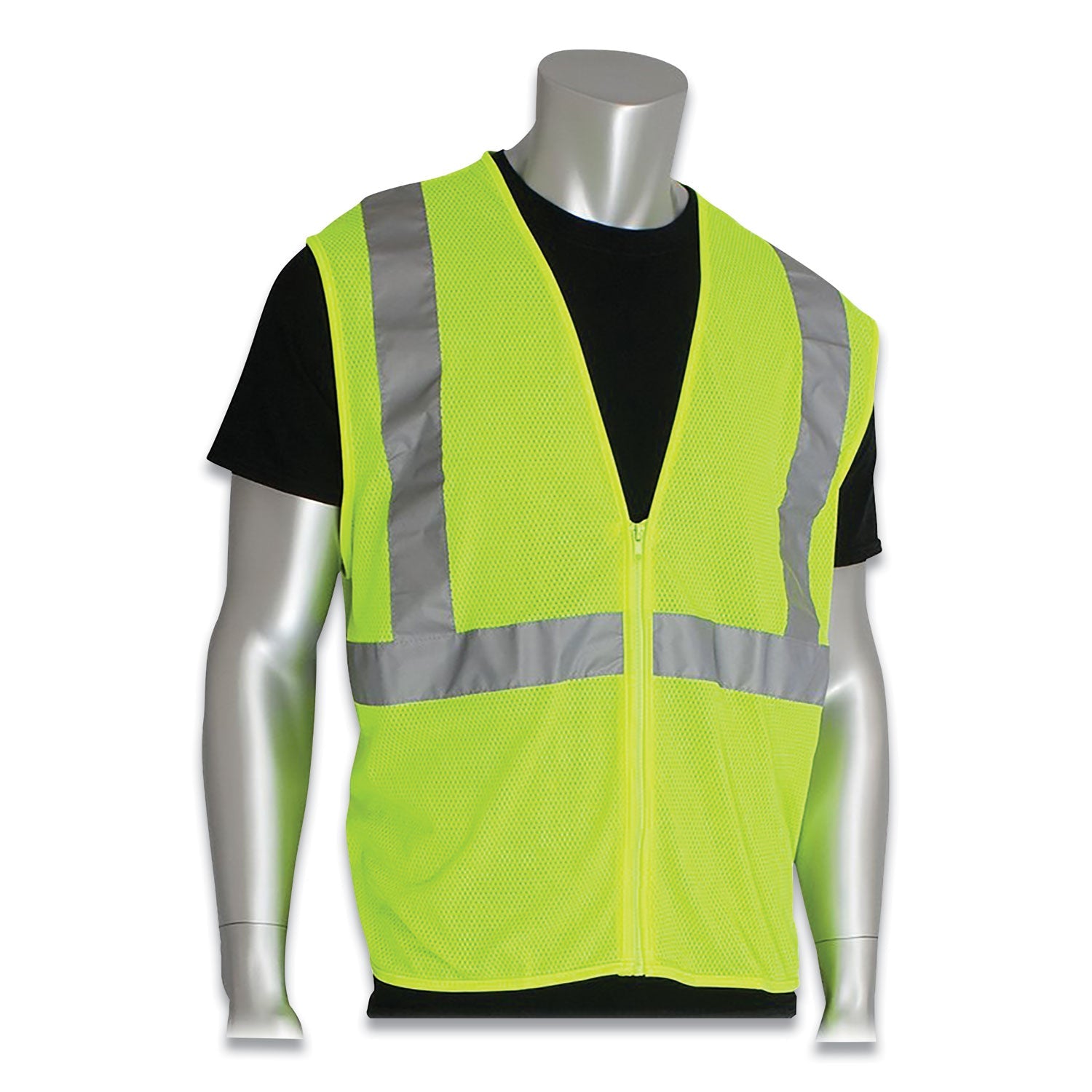 PIP Zipper Safety Vest, Large, Hi-Viz Lime Yellow