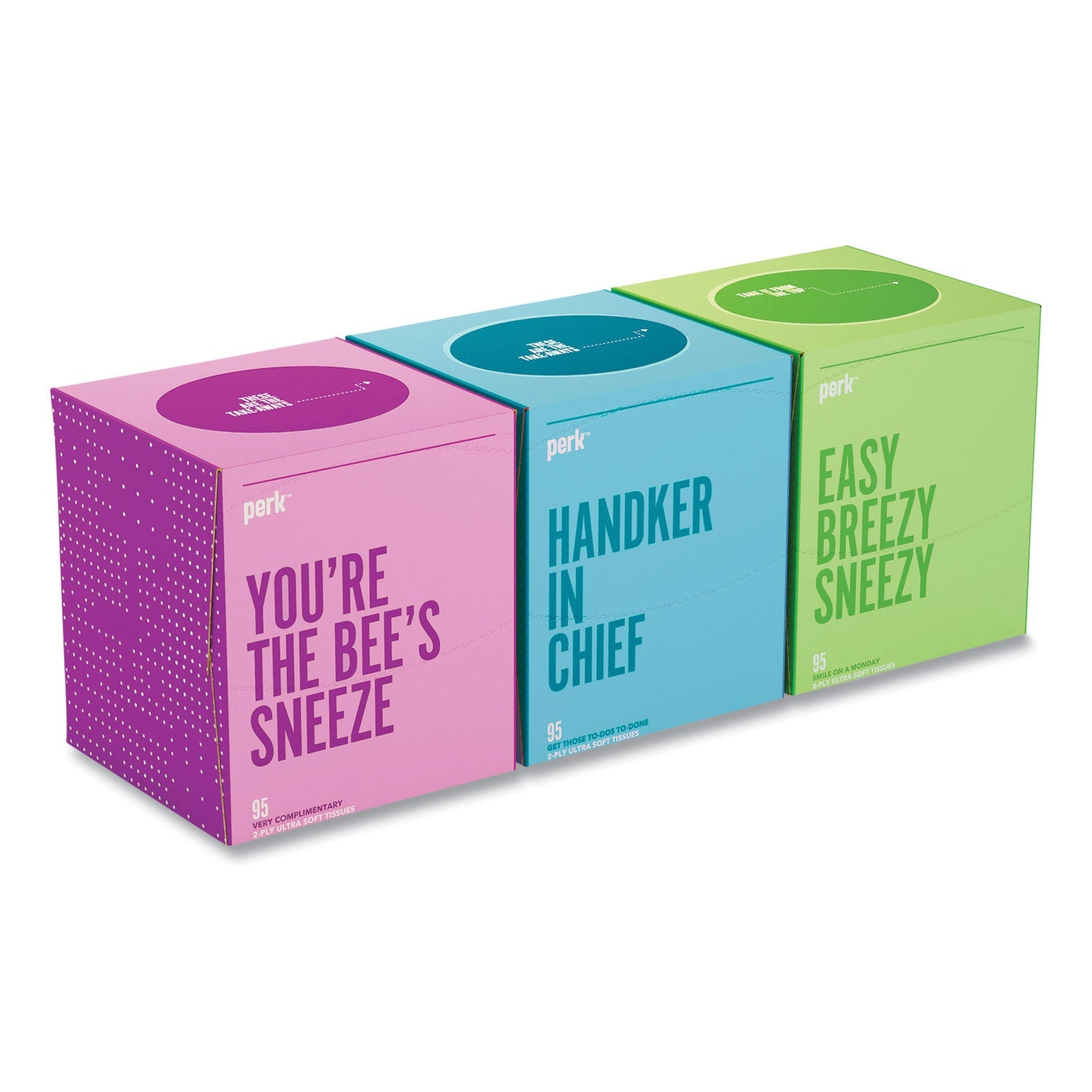 Perk™ Ultra Soft Standard Facial Tissue, 2-Ply, White, 95 Sheets/Box, 6 Boxes/Pack