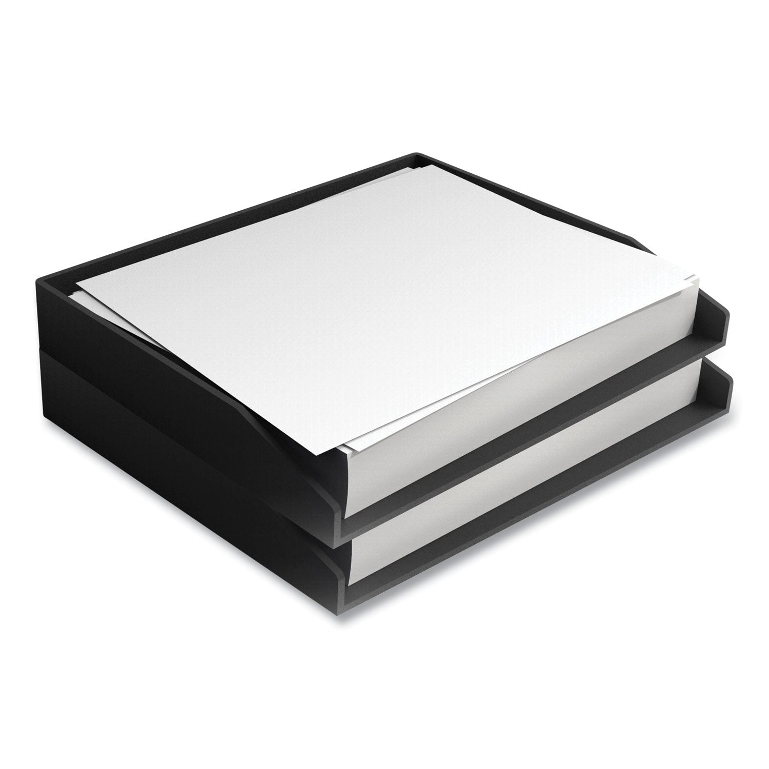 TRU RED™ Side-Load Stackable Plastic Document Tray, 1 Section, Letter-Size, 12.24 X 9.8 X 1.75, Black, 2/pack