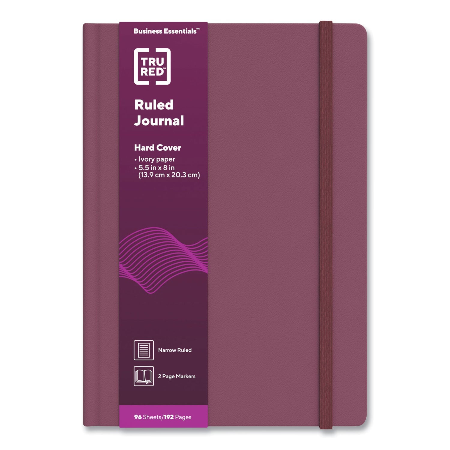 TRU RED™ Hardcover Business Journal, 1-Subject, Narrow Rule, Purple Cover, (96) 8 x 5.5 Sheets