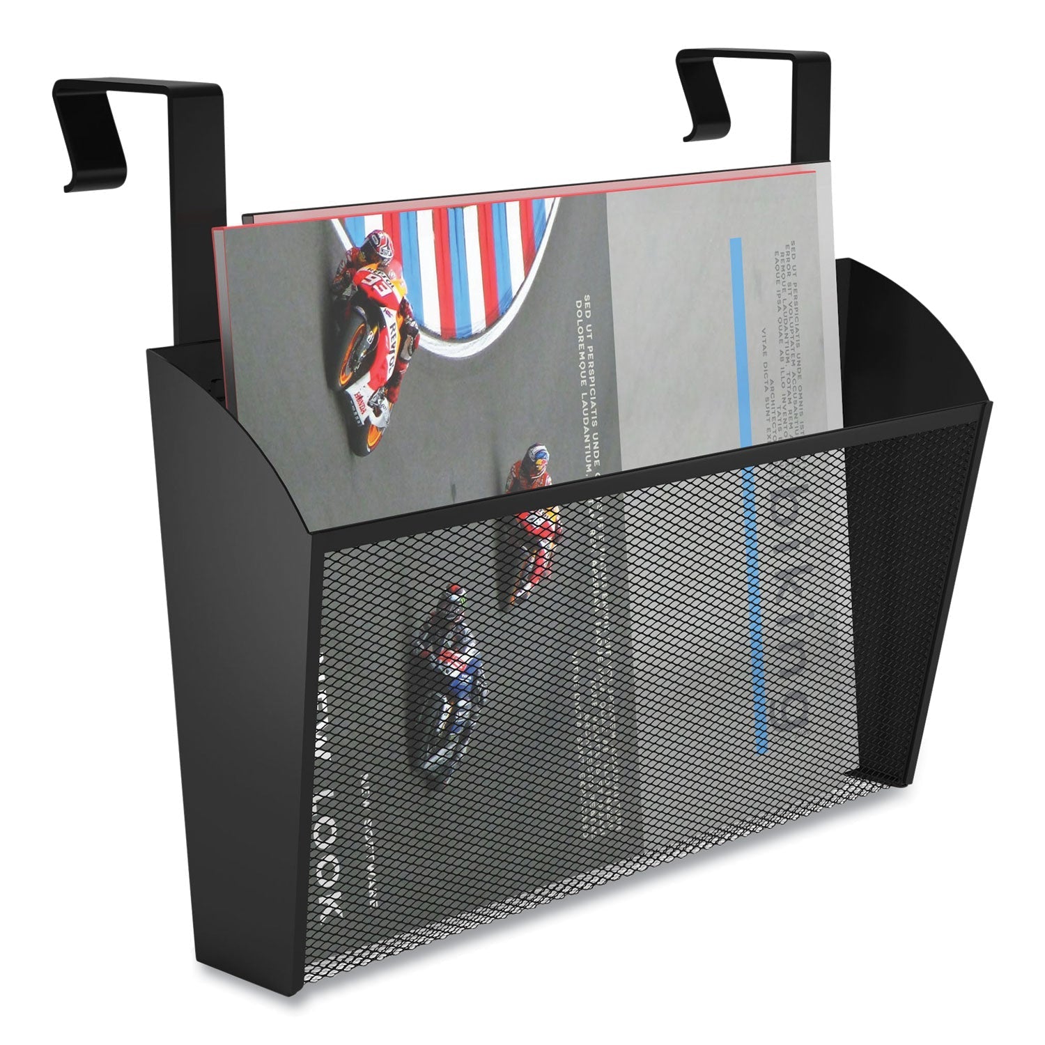 TRU RED™ Wire Mesh Wall File, Letter Size, 14.37" x 3.34", Black