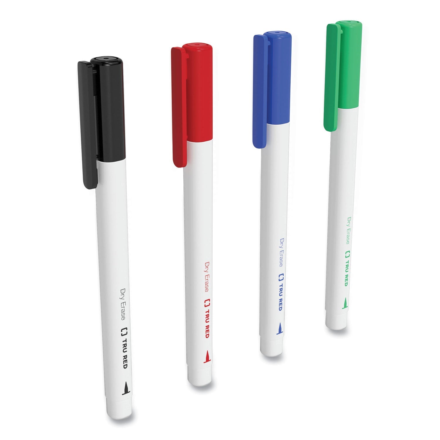 TRU RED™ Dry Erase Marker, Pen-Style, Extra-Fine Bullet Tip, Assorted Colors, 4/pack