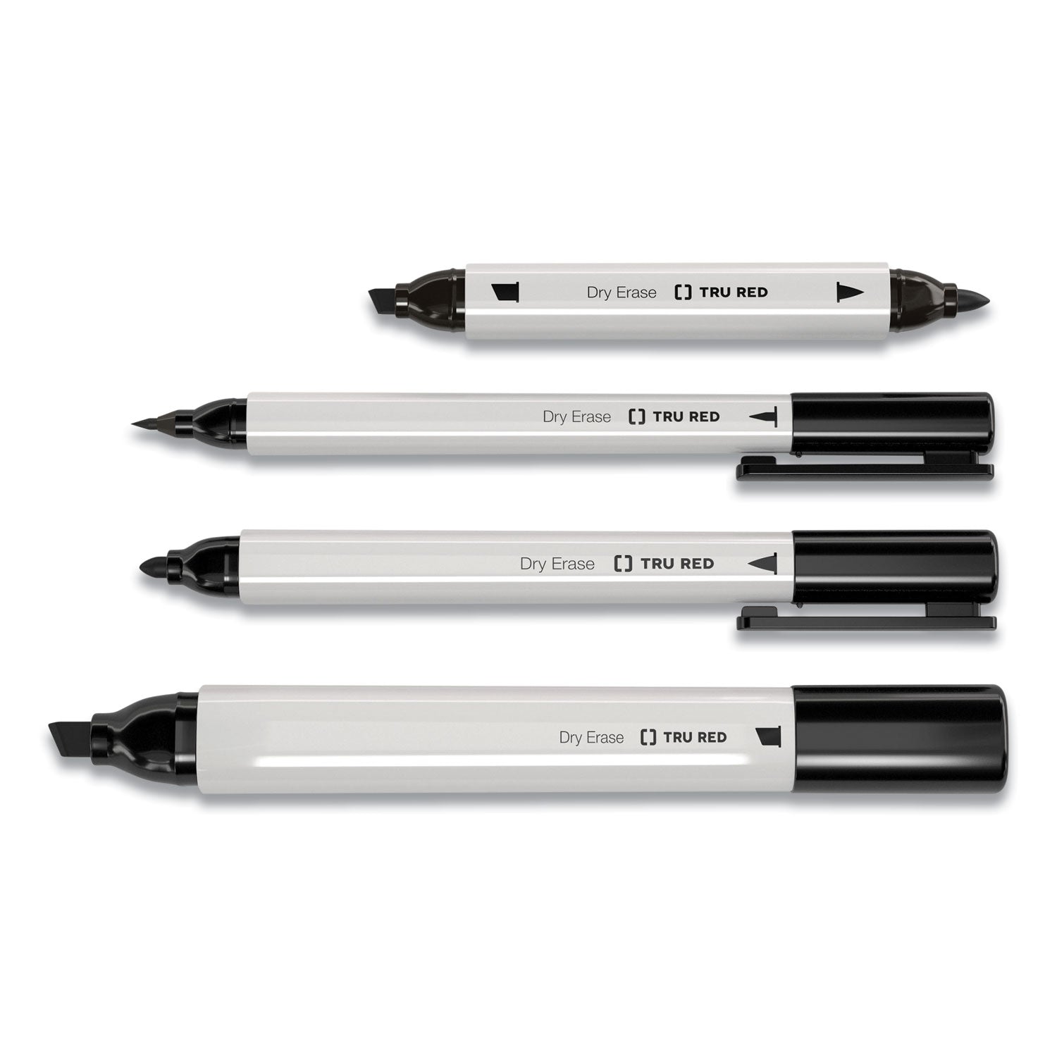 TRU RED™ Dry Erase Marker, Pen-Style, Extra-Fine Bullet Tip, Assorted Colors, 4/pack