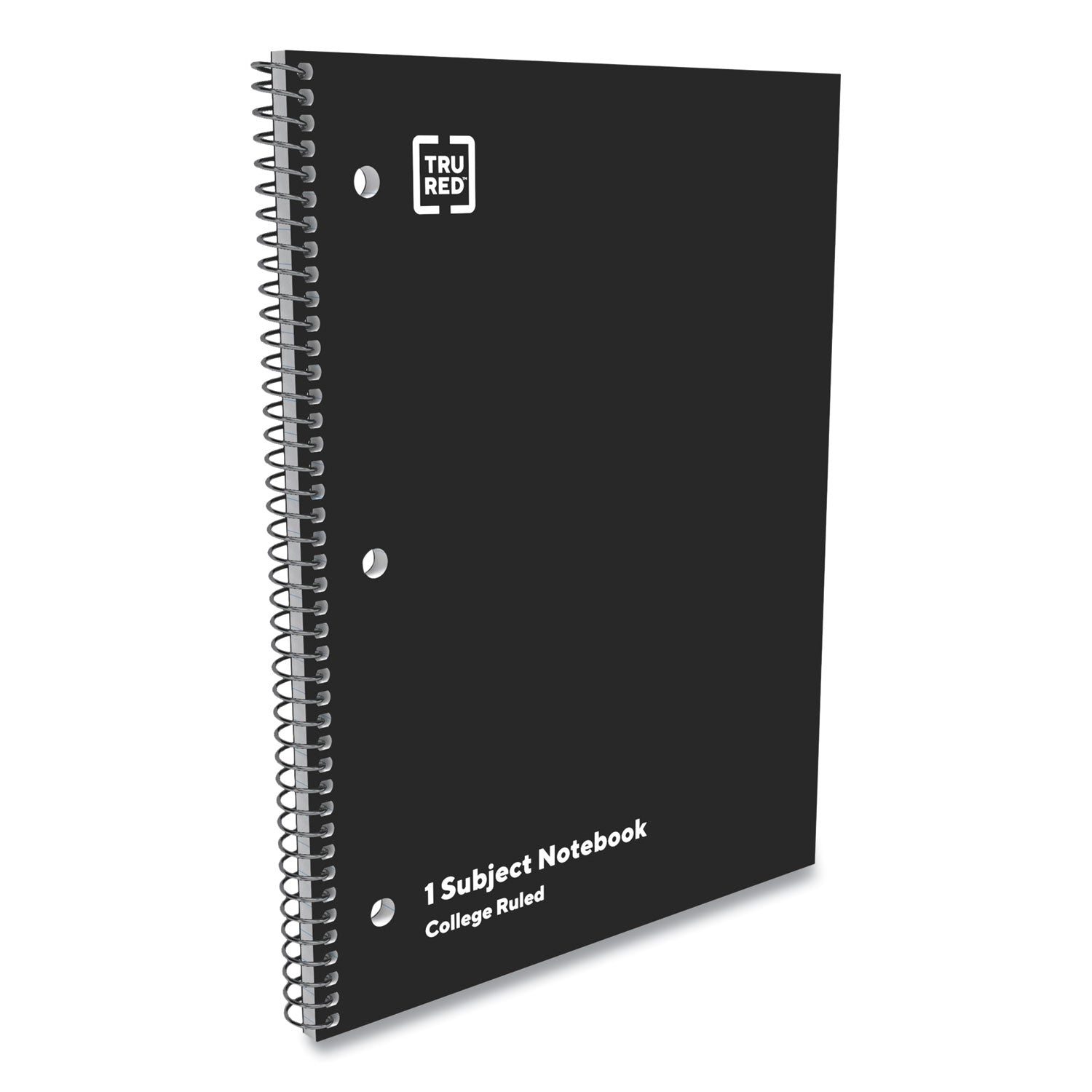 TRU RED™ One-Subject Notebook, Medium/College Rule, Black Cover, (70) 10.5 x 8 Sheets, 6/Pack
