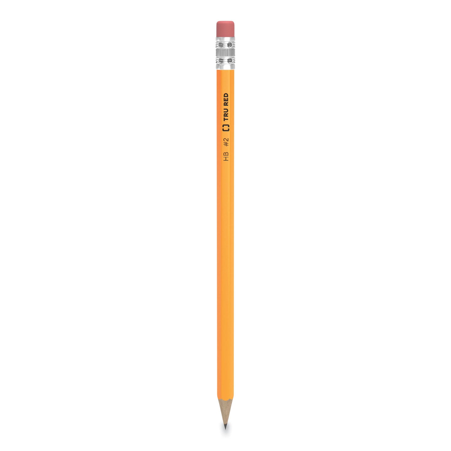 TRU RED™ PRE-SHARPENED WOODEN PENCIL, HB (#2), BLACK LEAD, YELLOW BARREL, 24/PACK